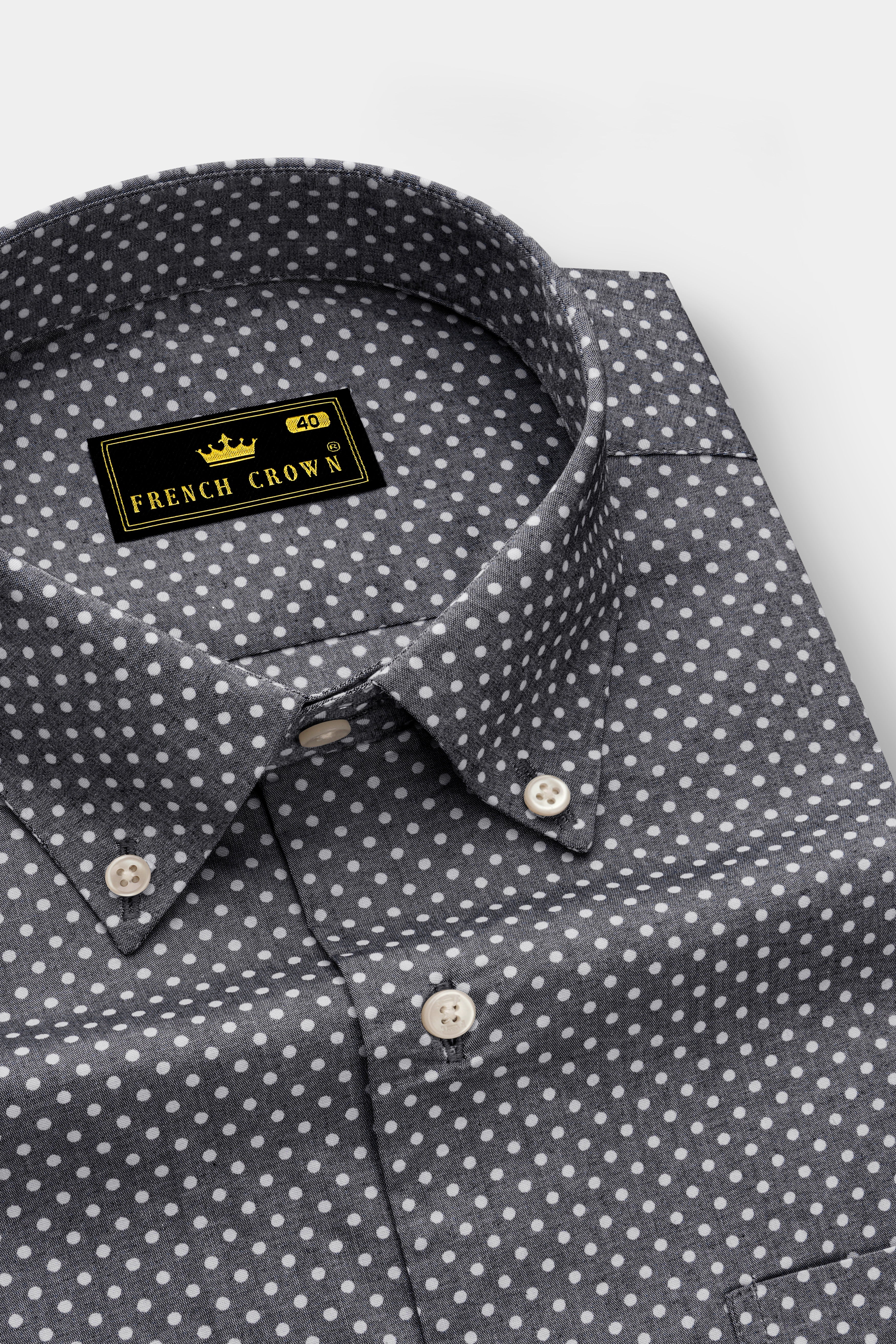 Noctivra-Vampire Gray Dotted Printed Super Soft Premium Cotton Dress Shirt