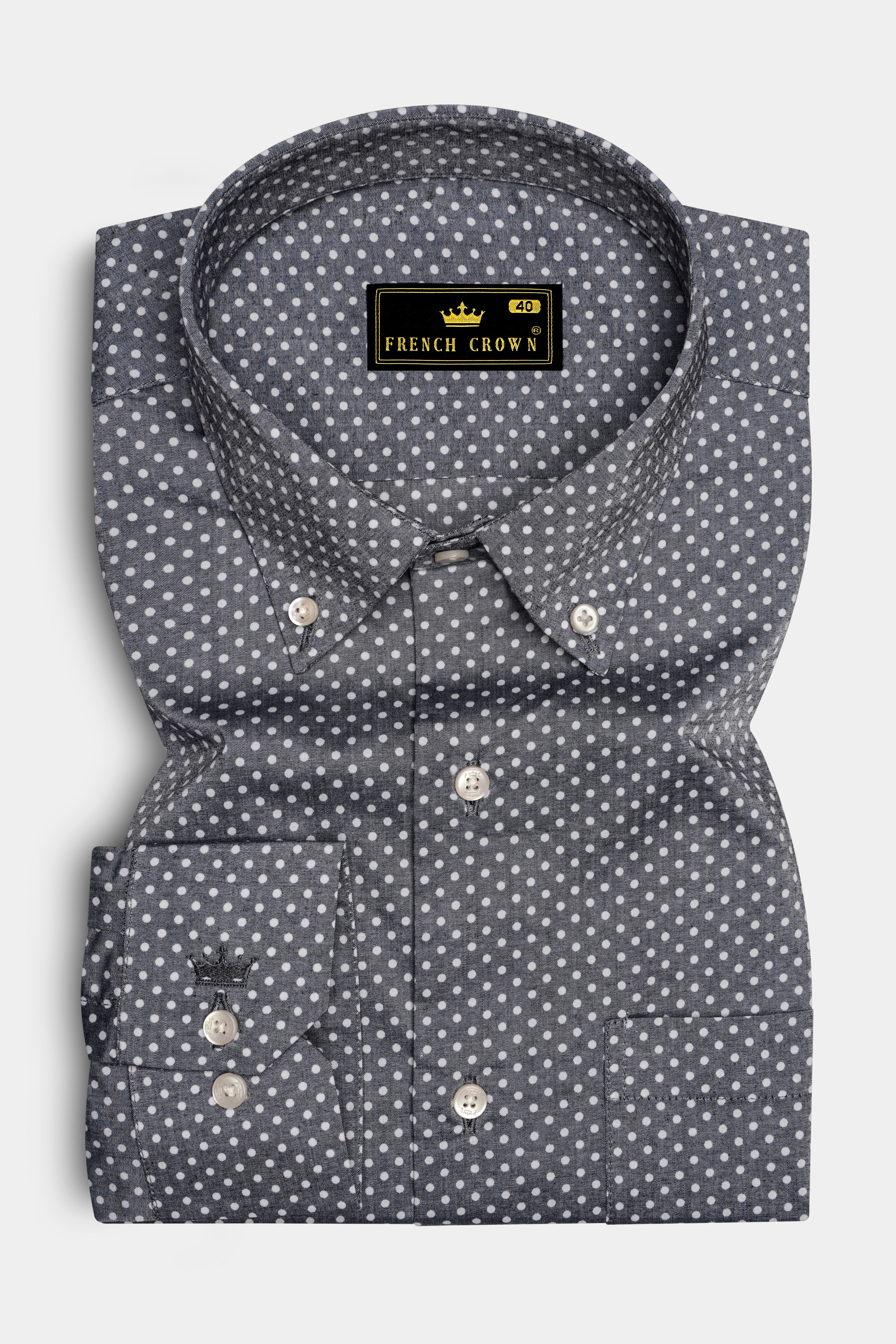 Noctivra-Vampire Gray Dotted Printed Super Soft Premium Cotton Dress Shirt