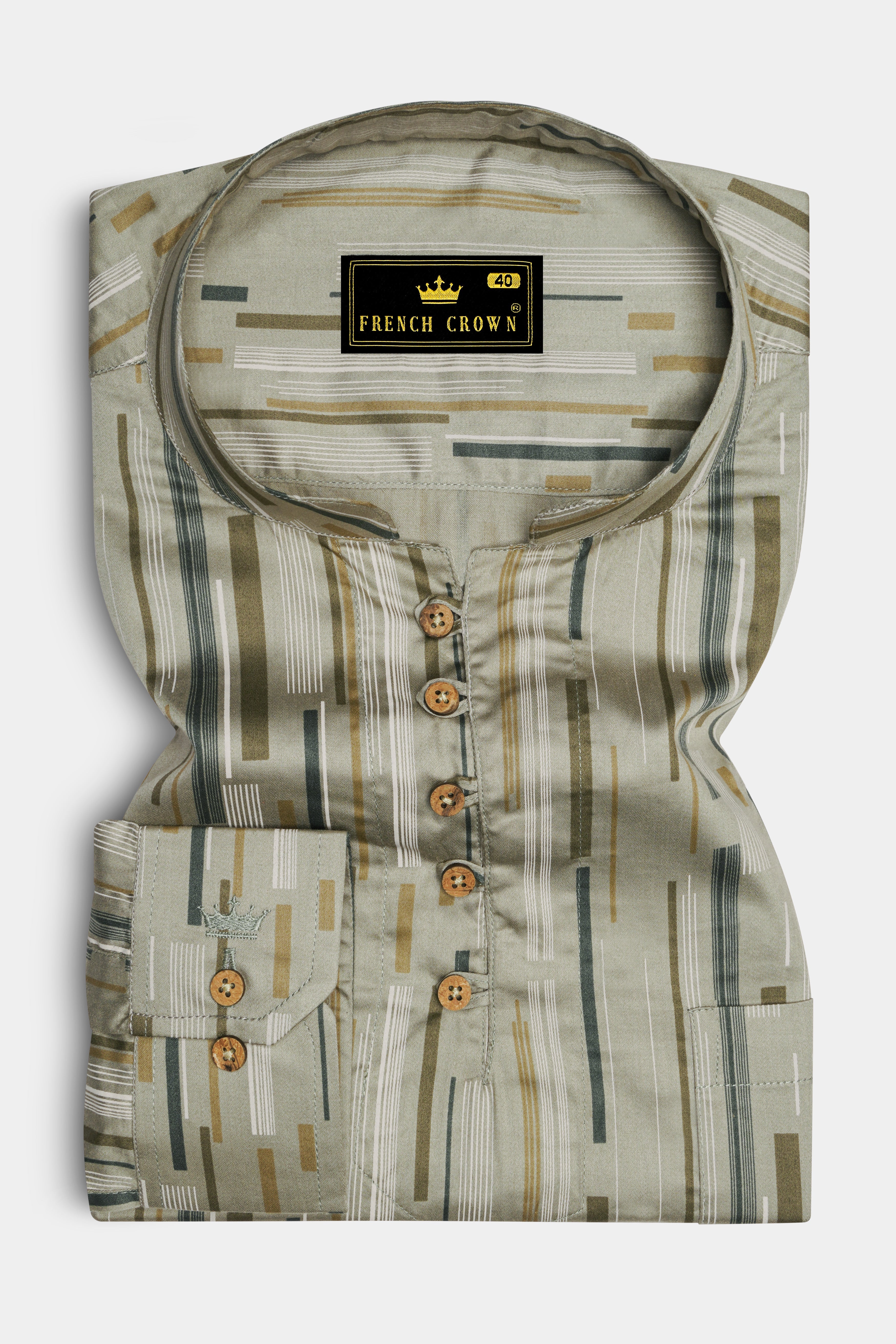 Stonaro-Granite Green Urban Printed Subtle Sheen Super Soft Premium Cotton Casual Shirt