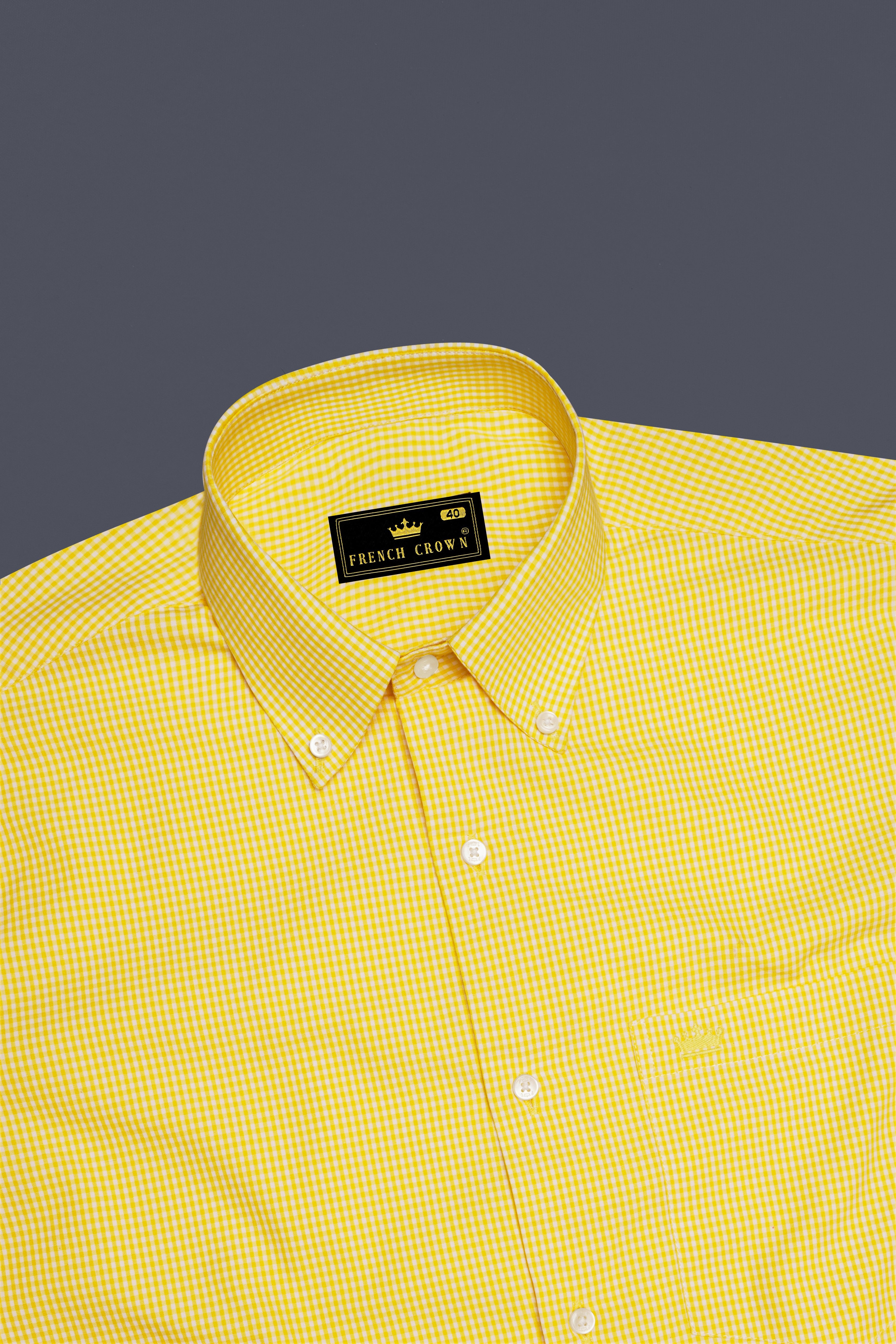 Aurevia-Wattle Yellow Gingham Plaid Super Soft Premium Cotton Semi Formal Shirt