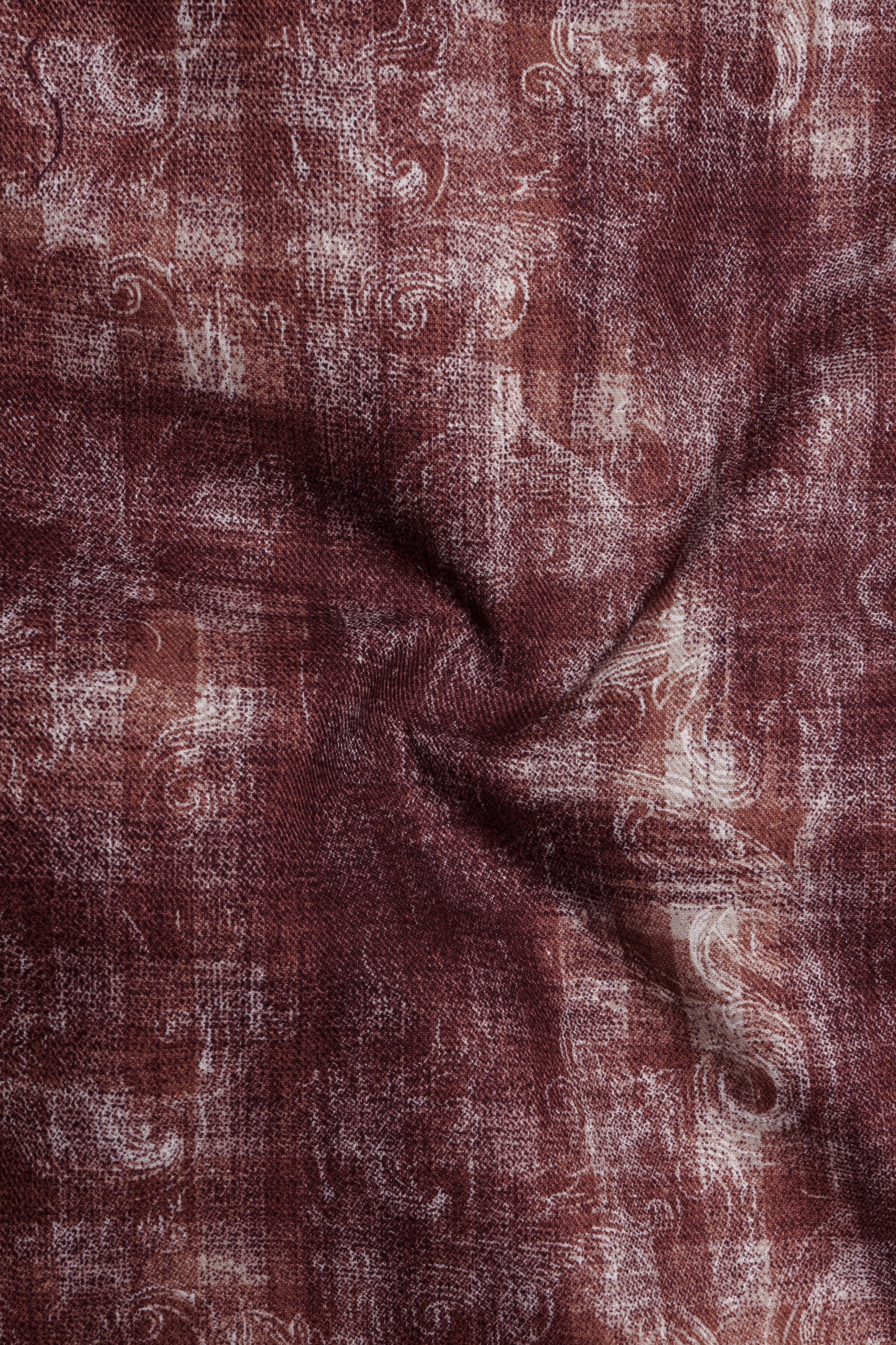 Berrivo-Wine Berry Maroon Paisley Elegance Printed Twill Premium Cotton Casual Shirt