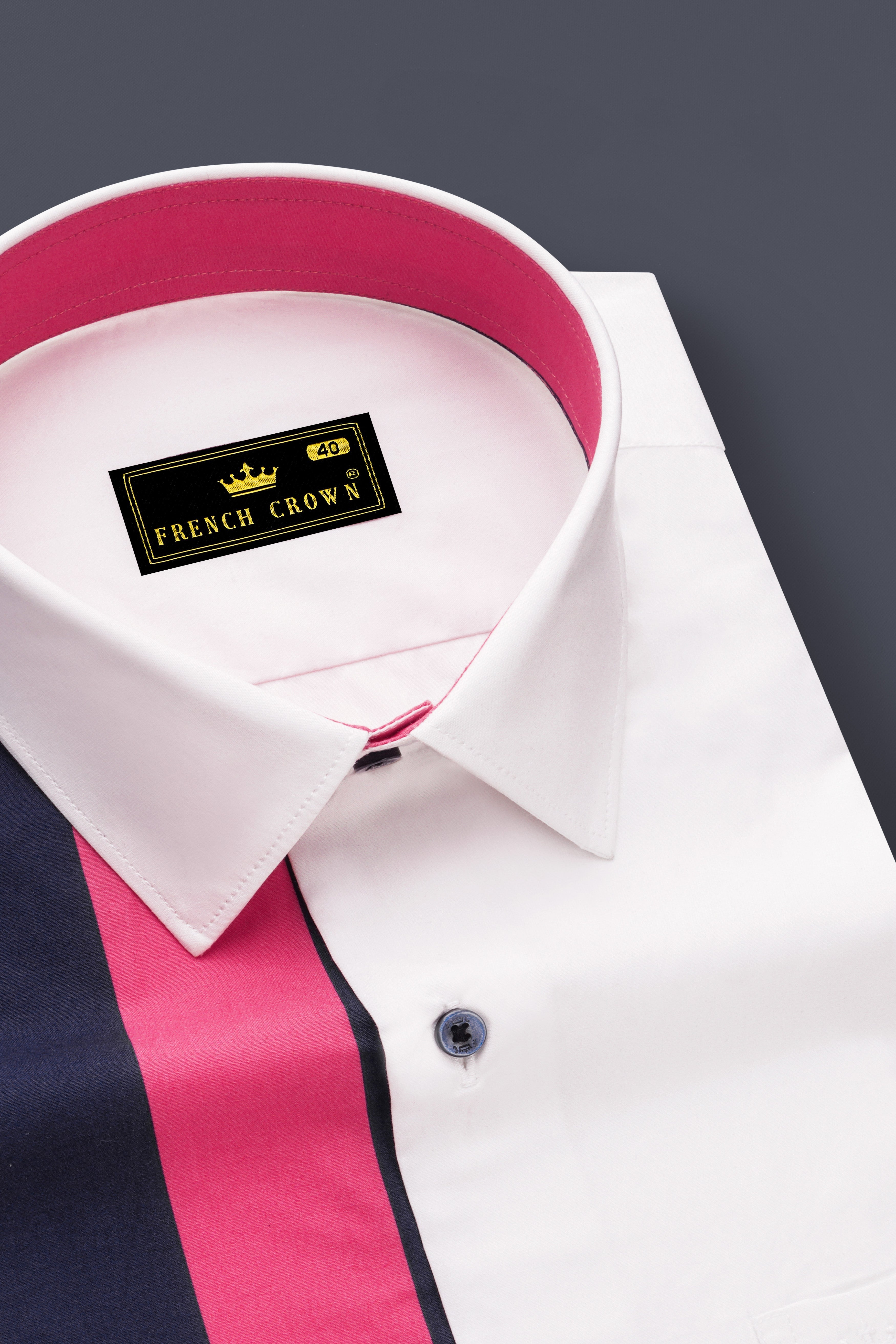 Rosavio-Bright White And Cerise Pink Striped Super Soft Premium Cotton Casual Shirt