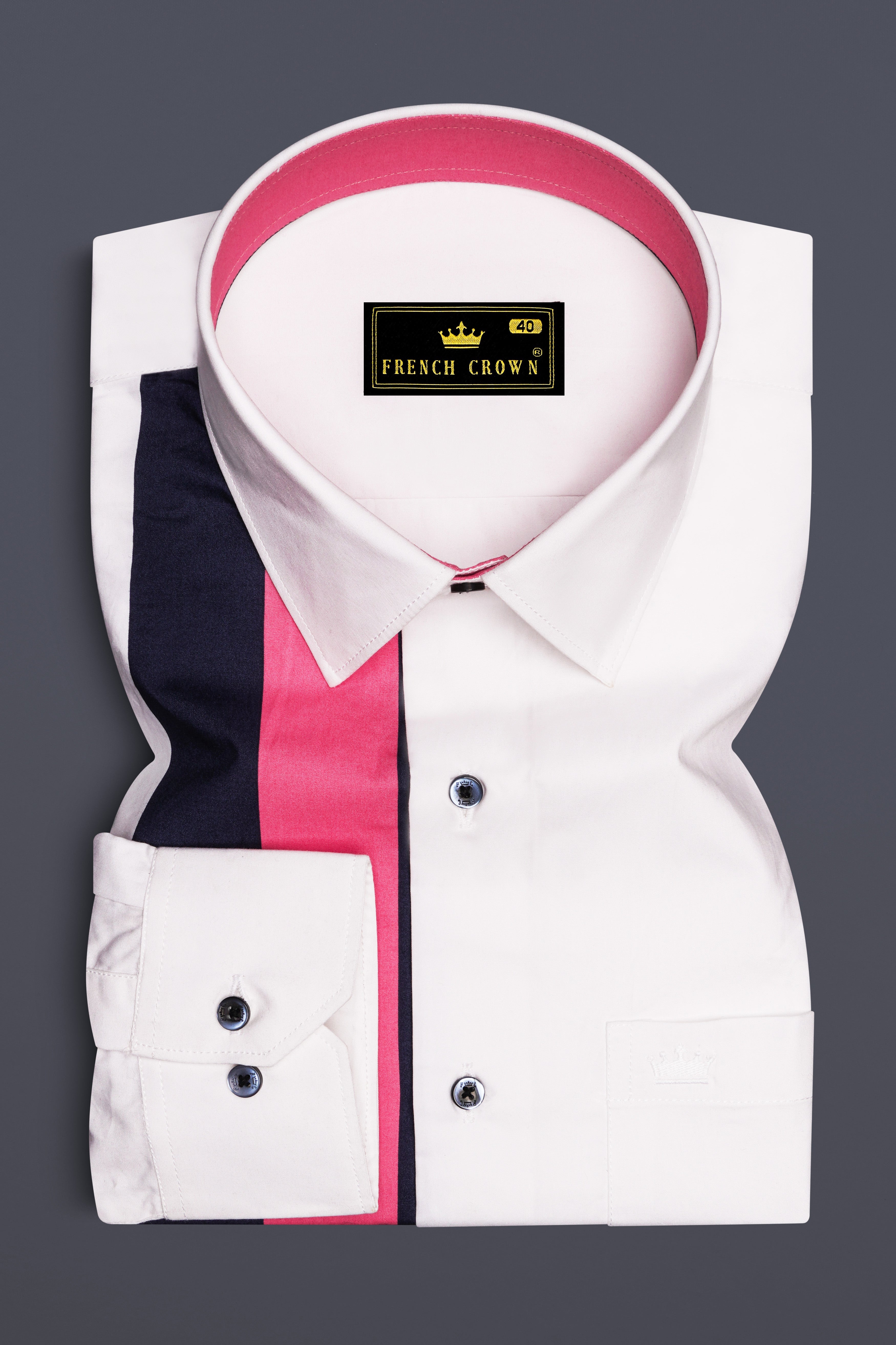 Rosavio-Bright White And Cerise Pink Striped Super Soft Premium Cotton Casual Shirt
