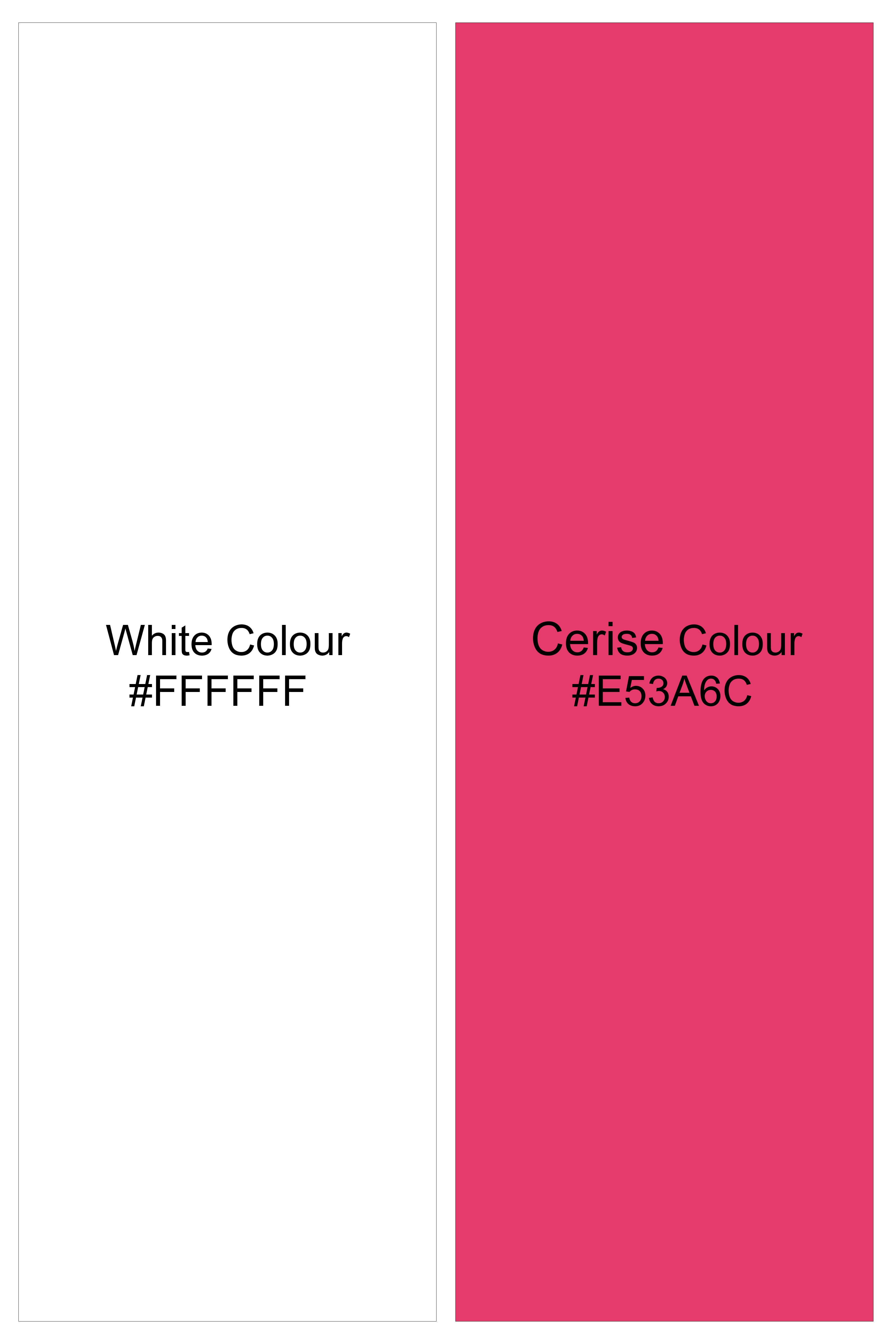 Rosavio-Bright White And Cerise Pink Striped Super Soft Premium Cotton Casual Shirt