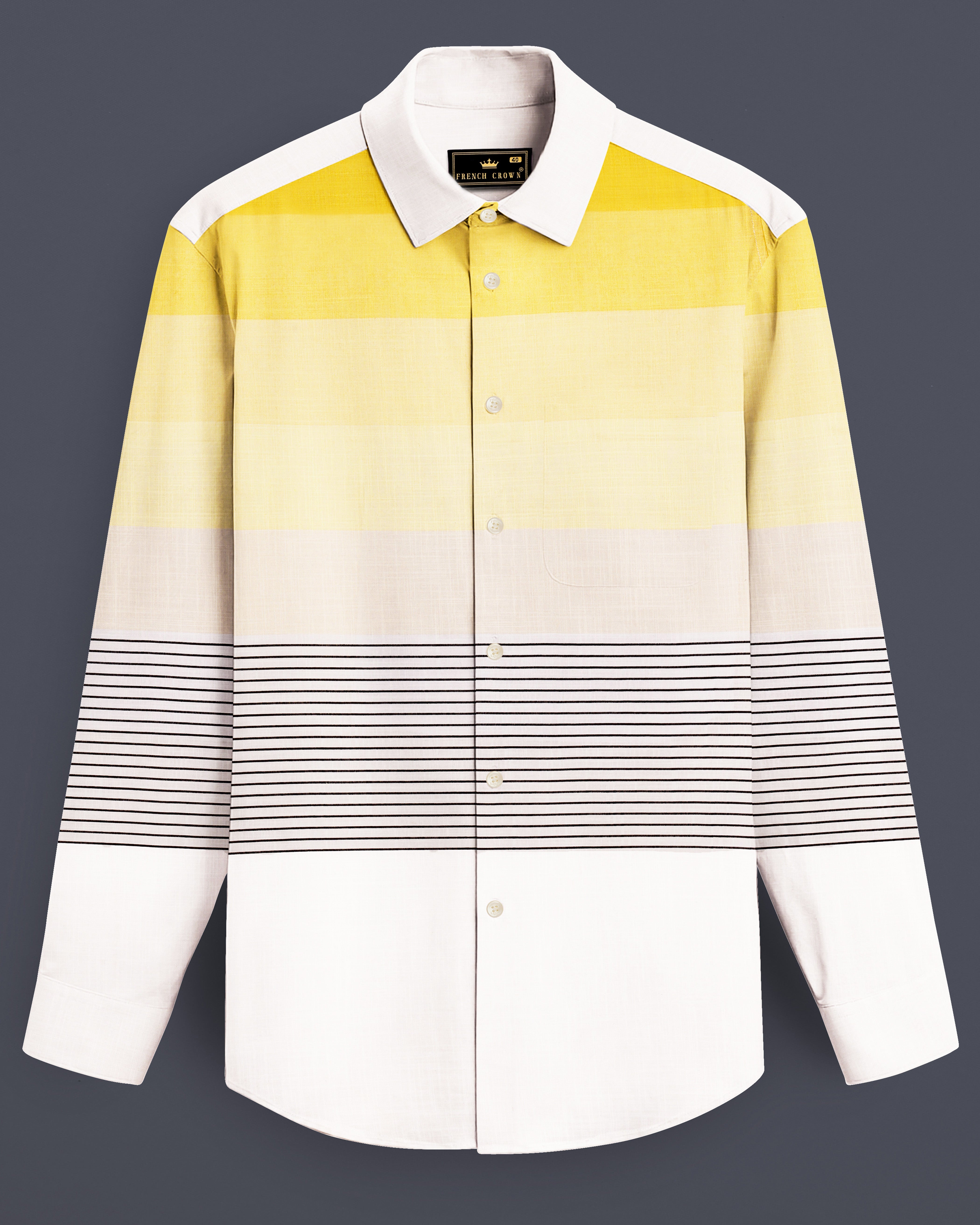 Zaffaro-Primrose Yellow Sunset Stripes Casual Premium Cotton Shirt