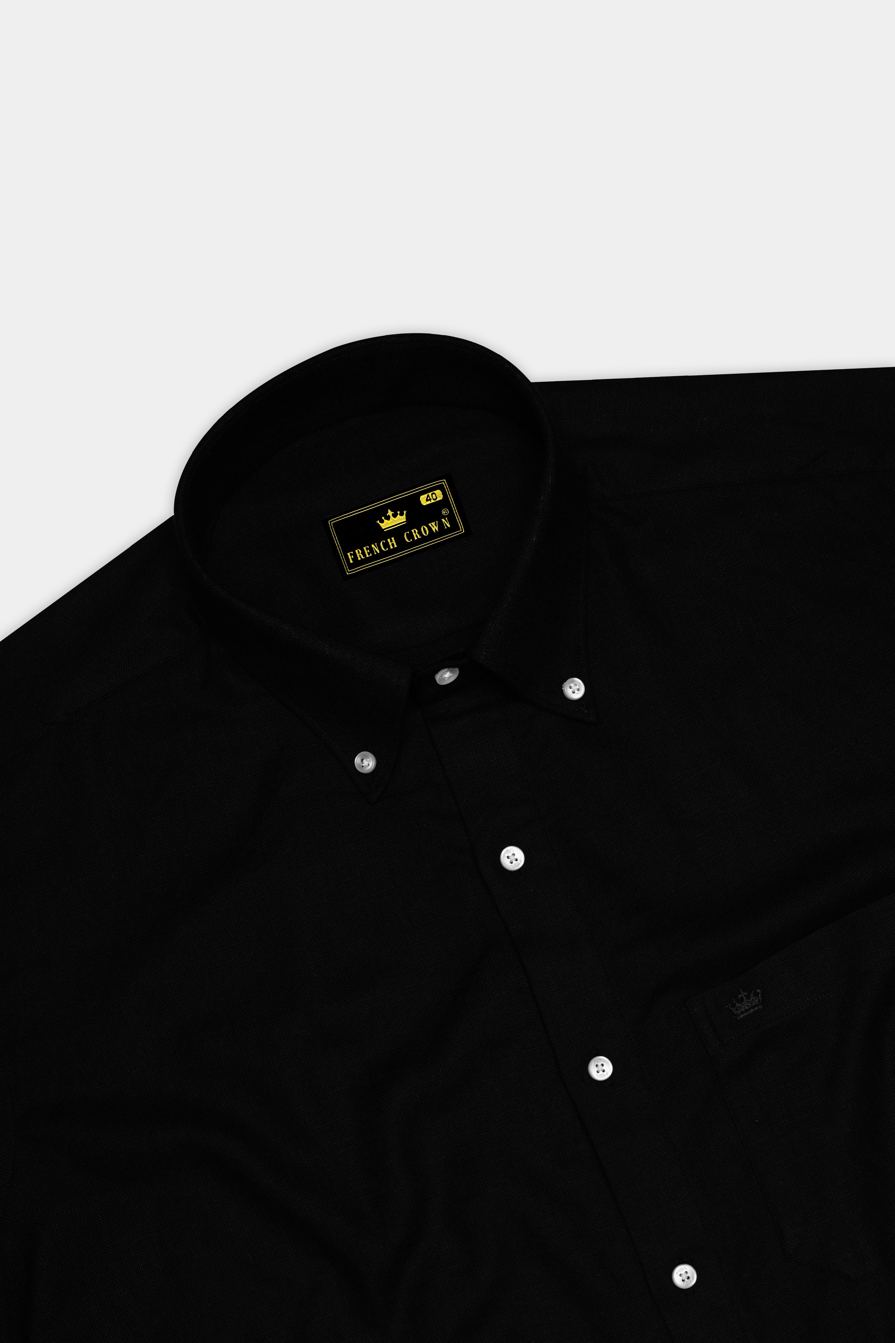 Nerjade-Jade Black Luxurious Linen Dress Shirt