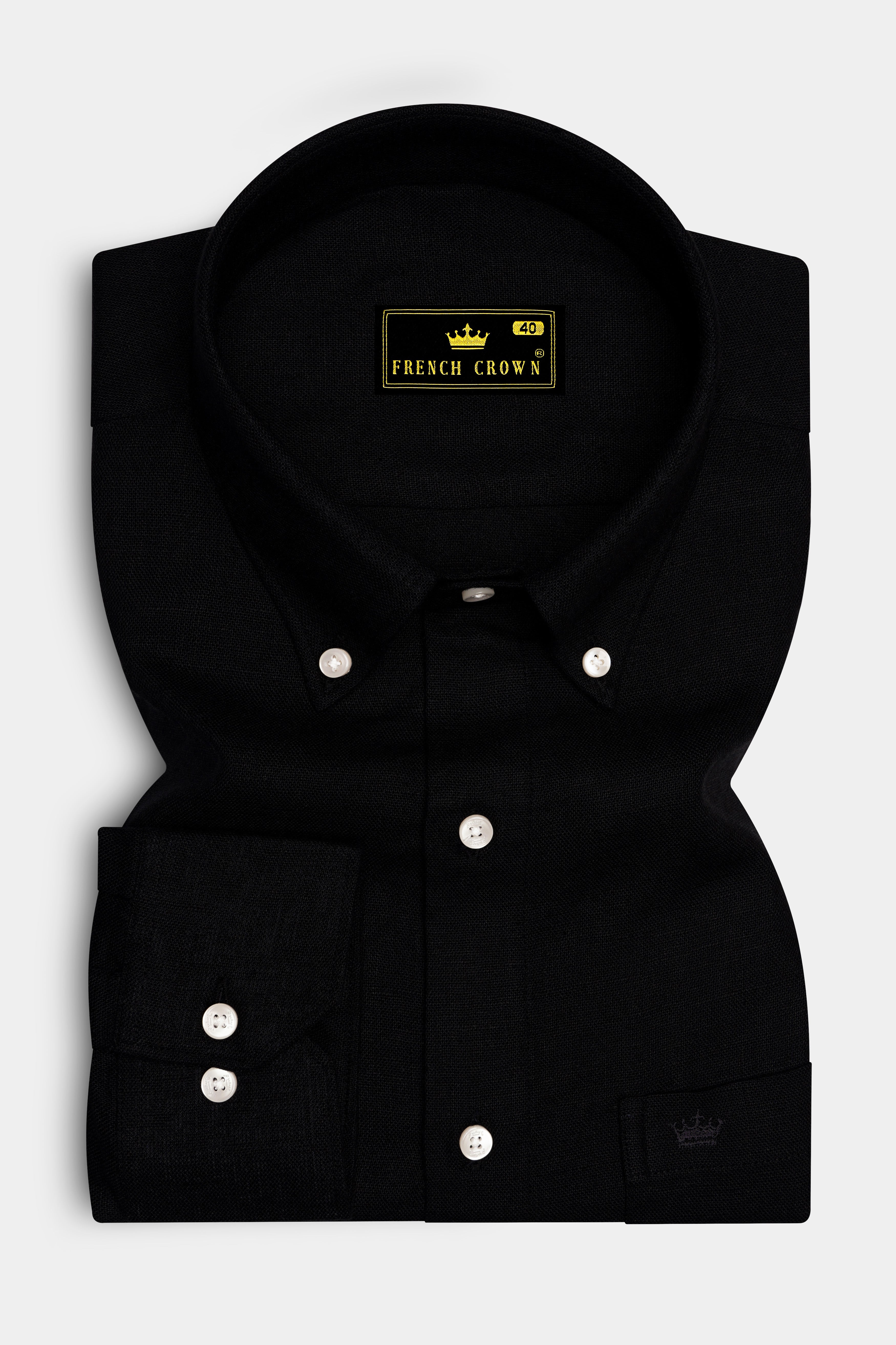 Nerjade-Jade Black Luxurious Linen Dress Shirt