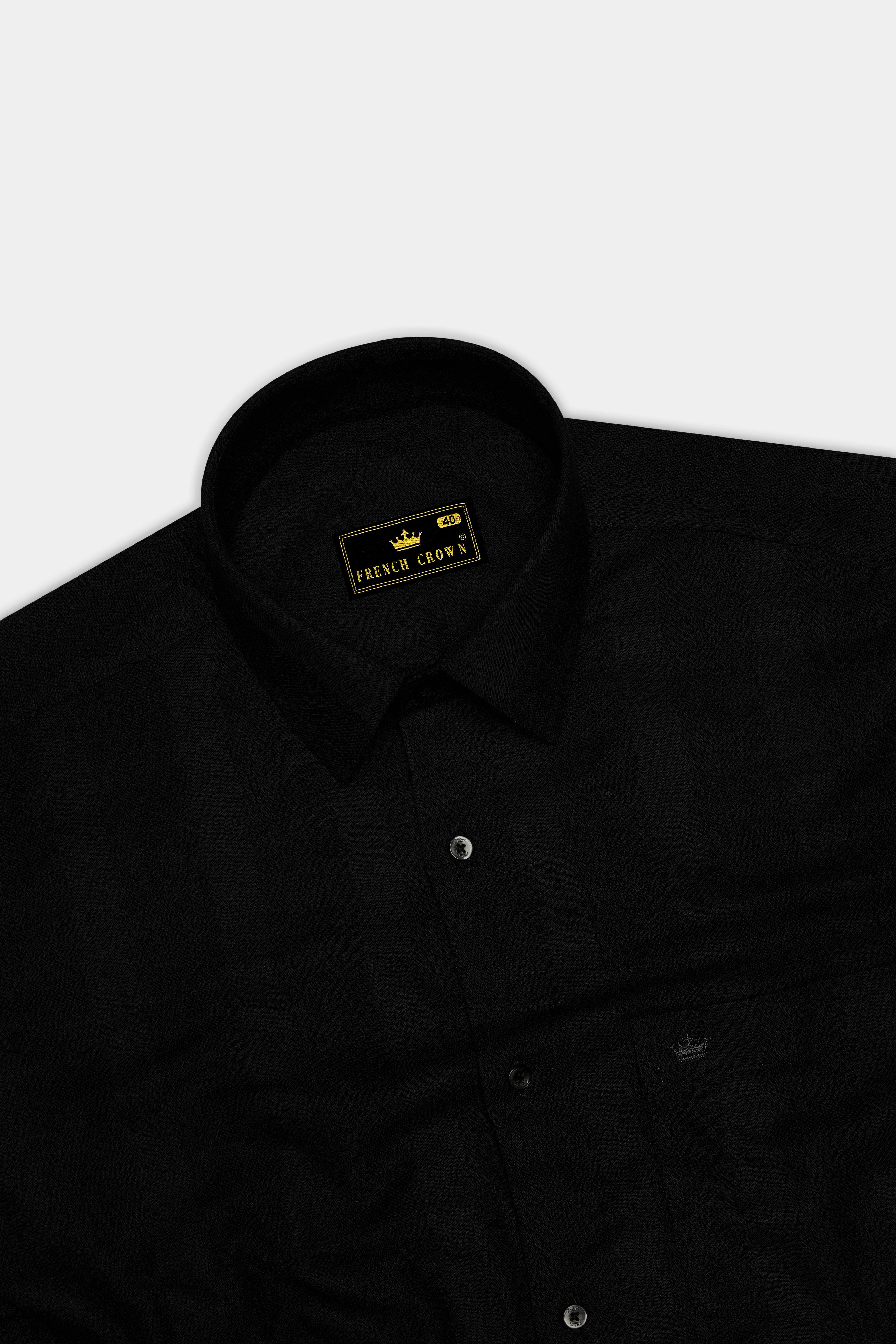 Velnero-Jade Black Twill Premium Cotton Dress Shirt