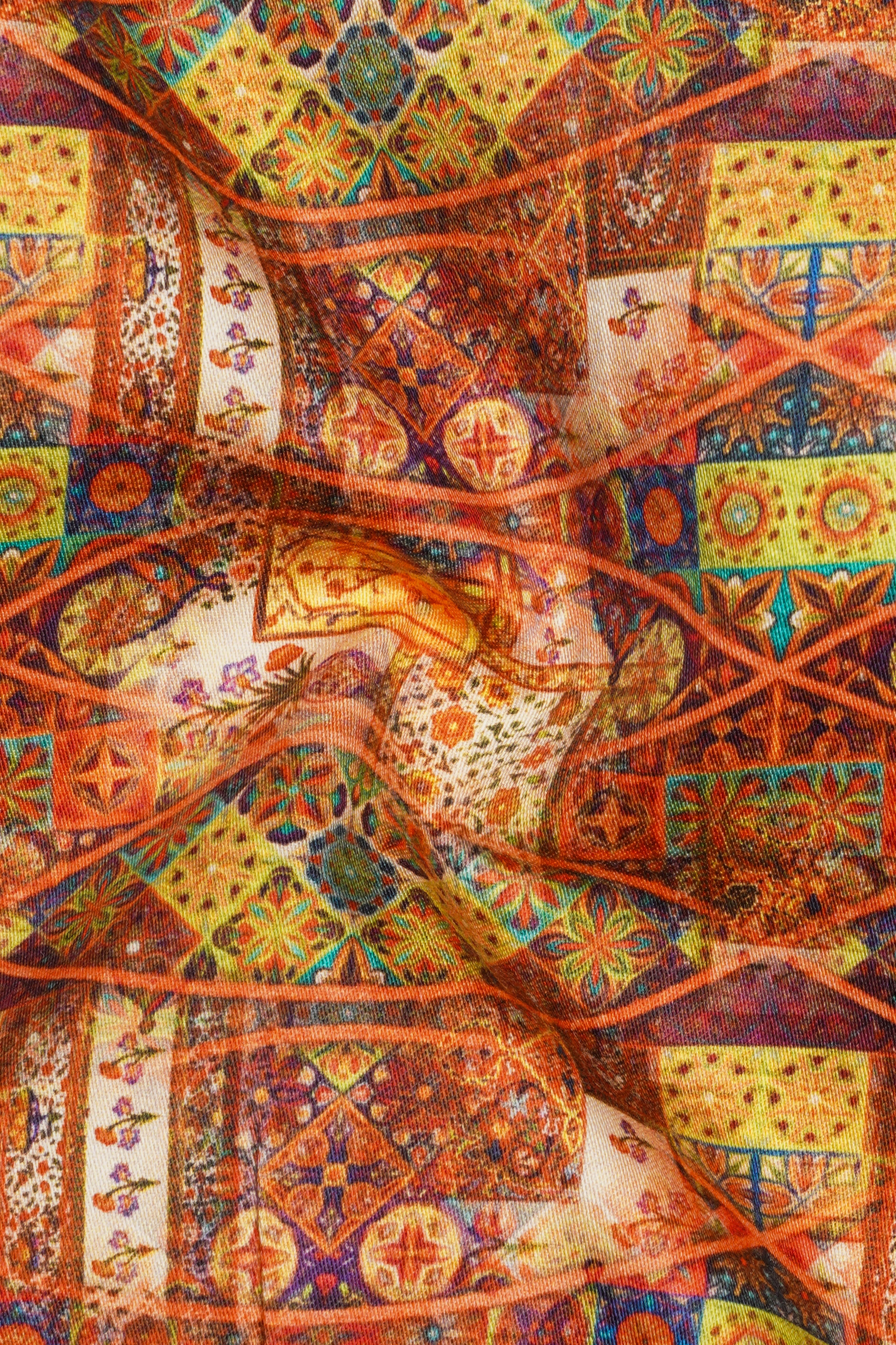 Tuscario-Tuscany Orange Multicolour Royal Mosaic Printed Super Soft Premium Cotton Casual Shirt