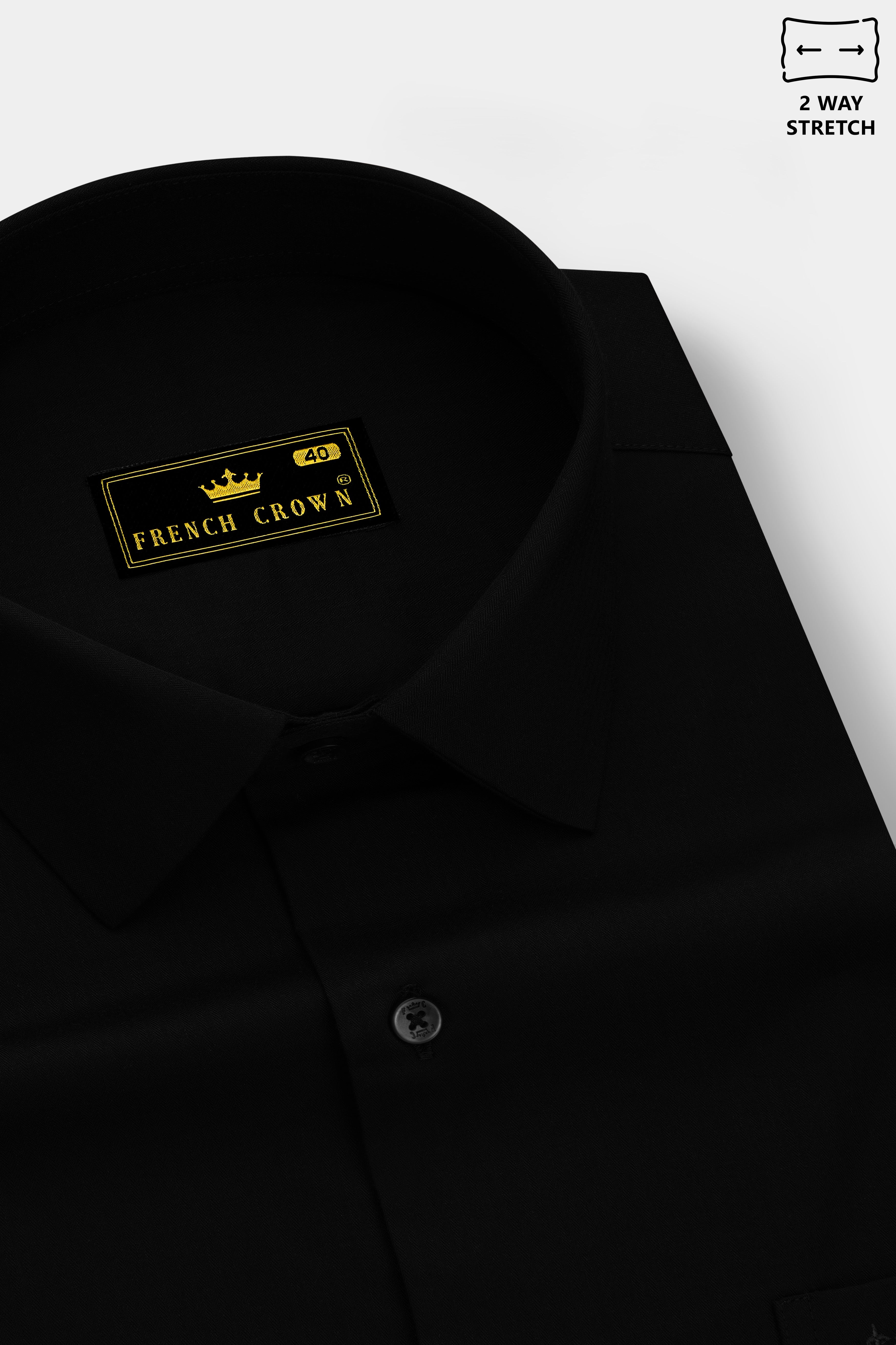 Nervaro-Jade Black Stretchable Twill Premium Cotton Dress Shirt