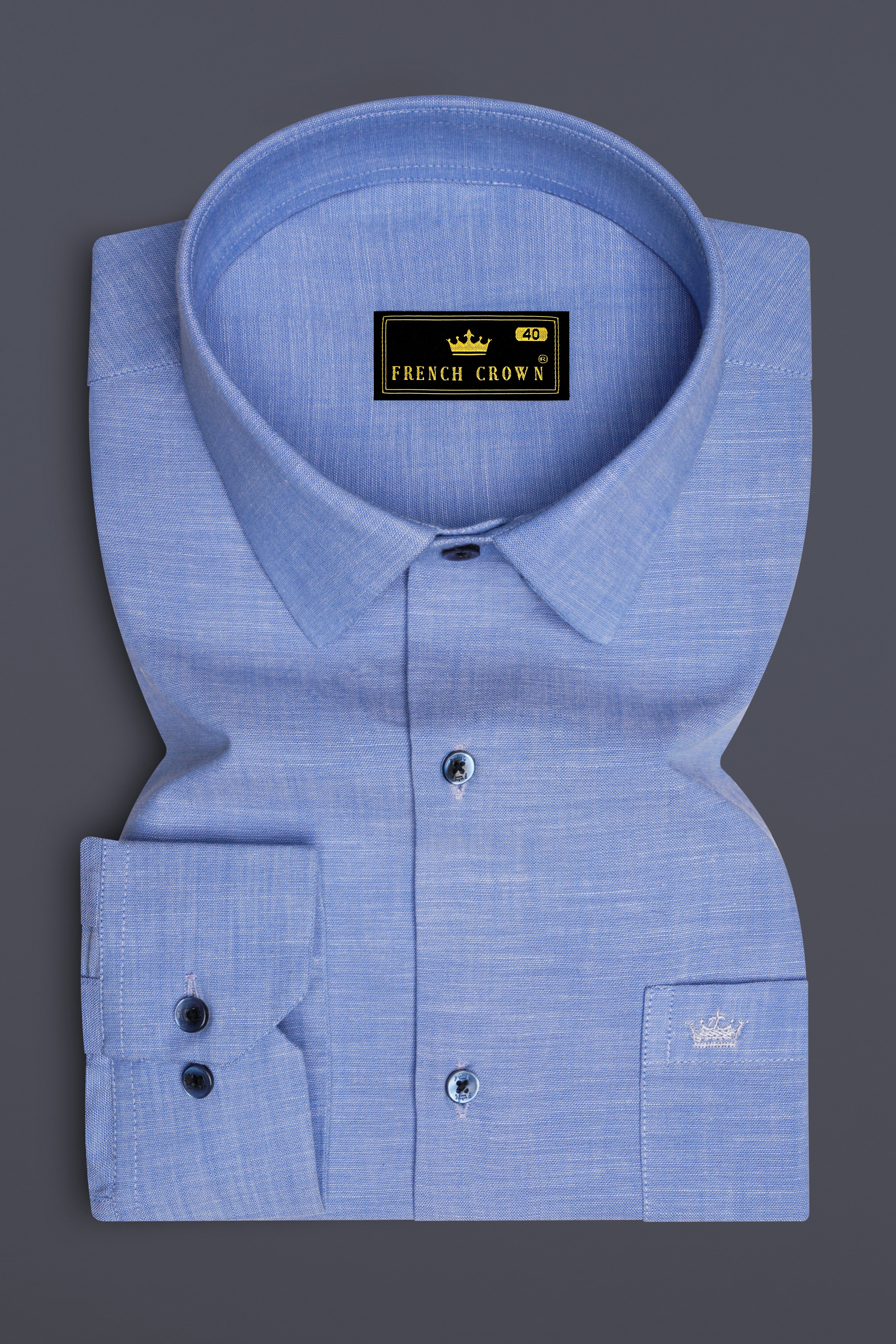 Azurmon-Monstone Blue Textured Oxford Premium Cotton Dress Shirt