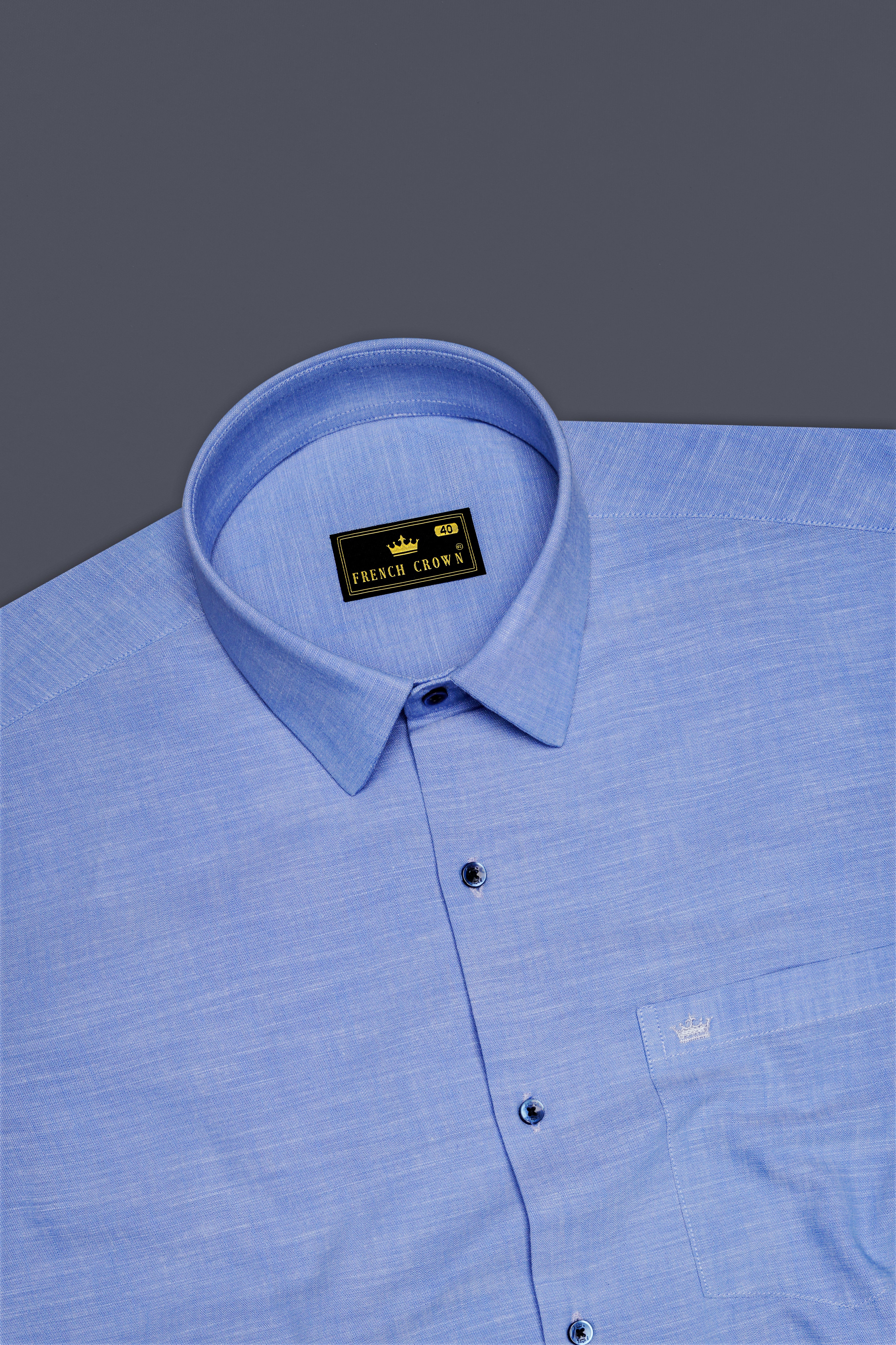 Azurmon-Monstone Blue Textured Oxford Premium Cotton Dress Shirt