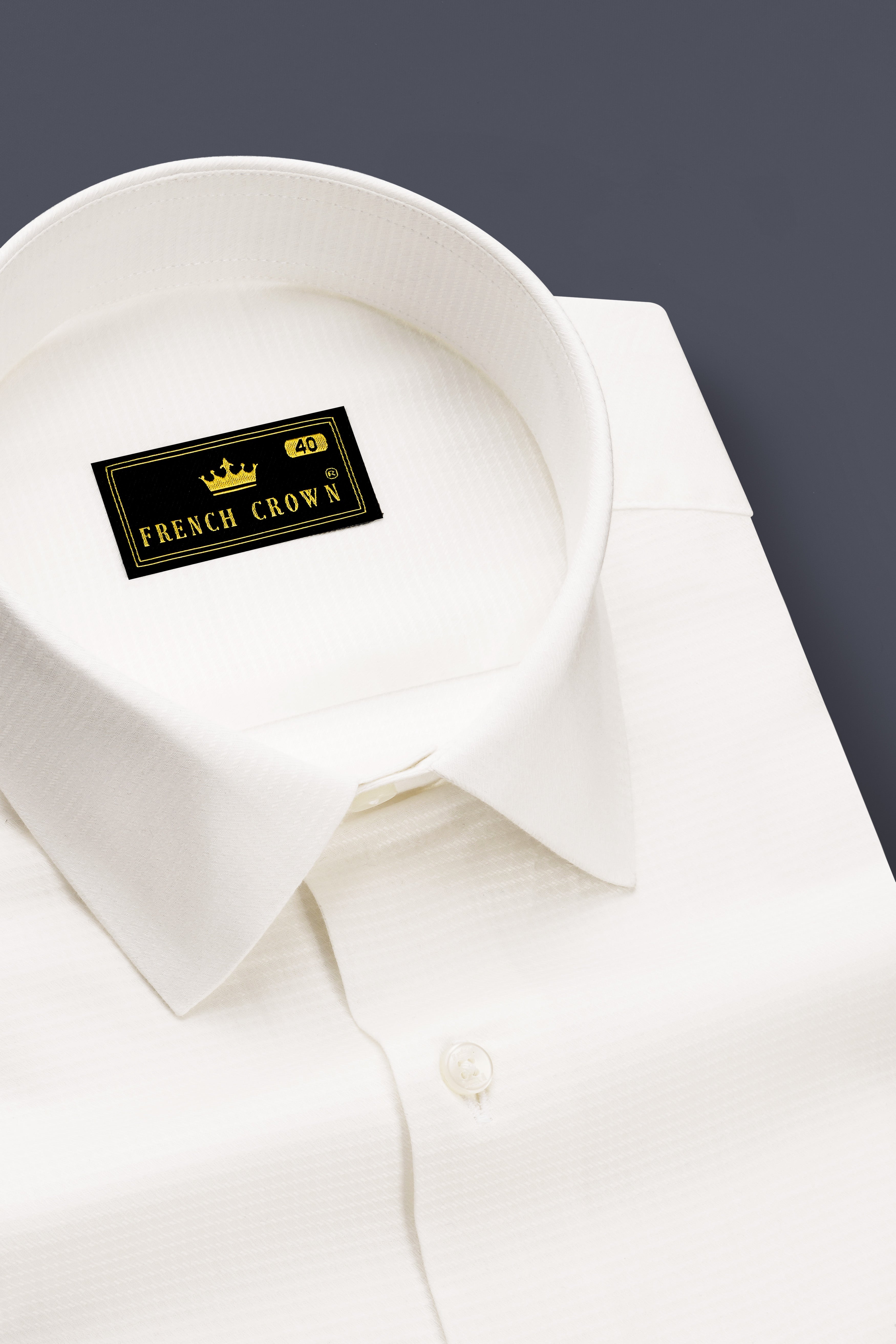 Ivoreo-Eggshell White Dobby Textured Super Soft Premium Cotton Dress Shirt