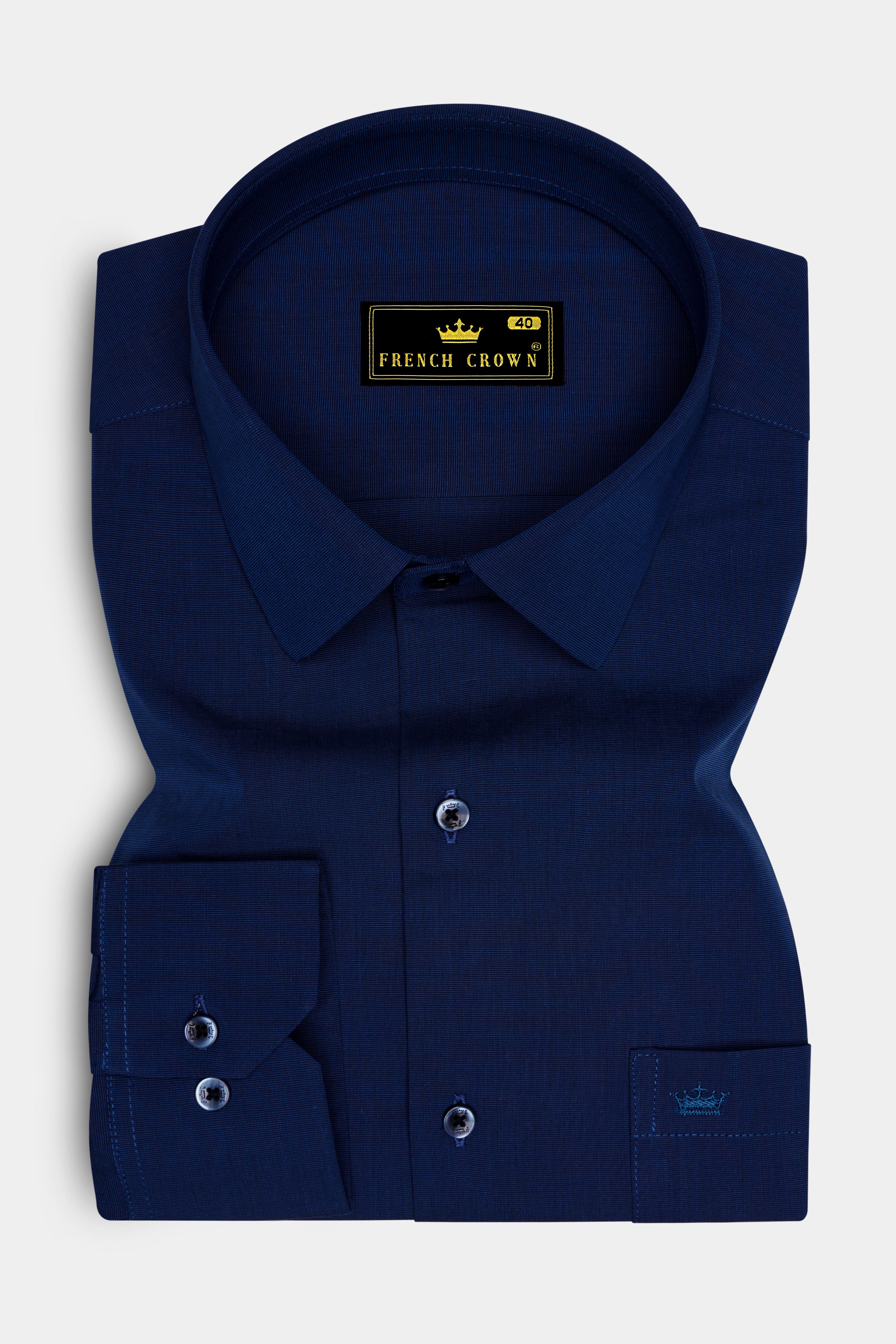 Chamvoro-Mirage Blue Stretchable Chambray Premium Cotton Dress Shirt