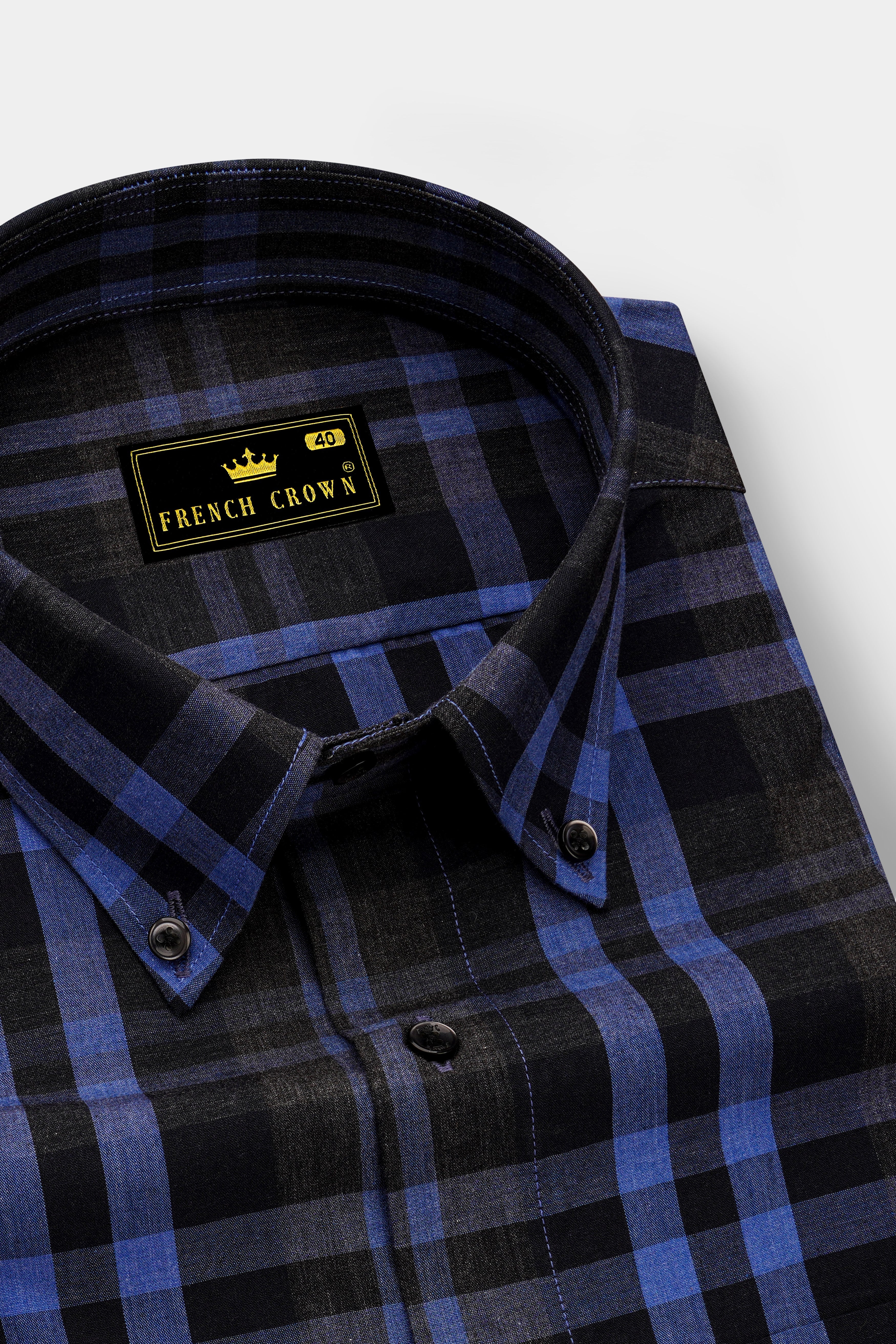 Blunero-Scampi Blue And Jade Black Super Soft Premium Cotton Semi Formal Shirt