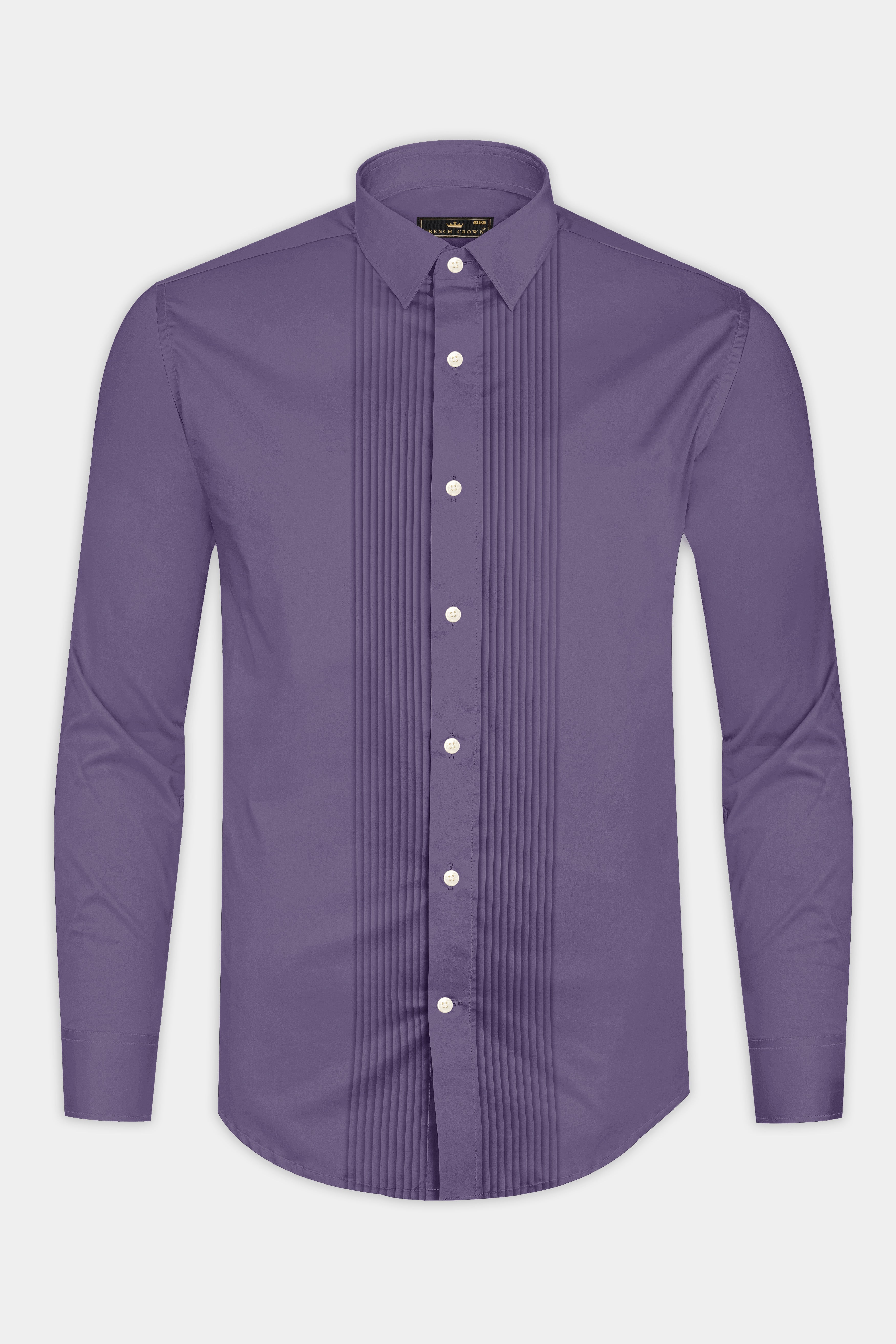 Violoro-Mobster Purple Subtle Sheen Super Soft Premium Cotton Tuxedo Dress Shirt