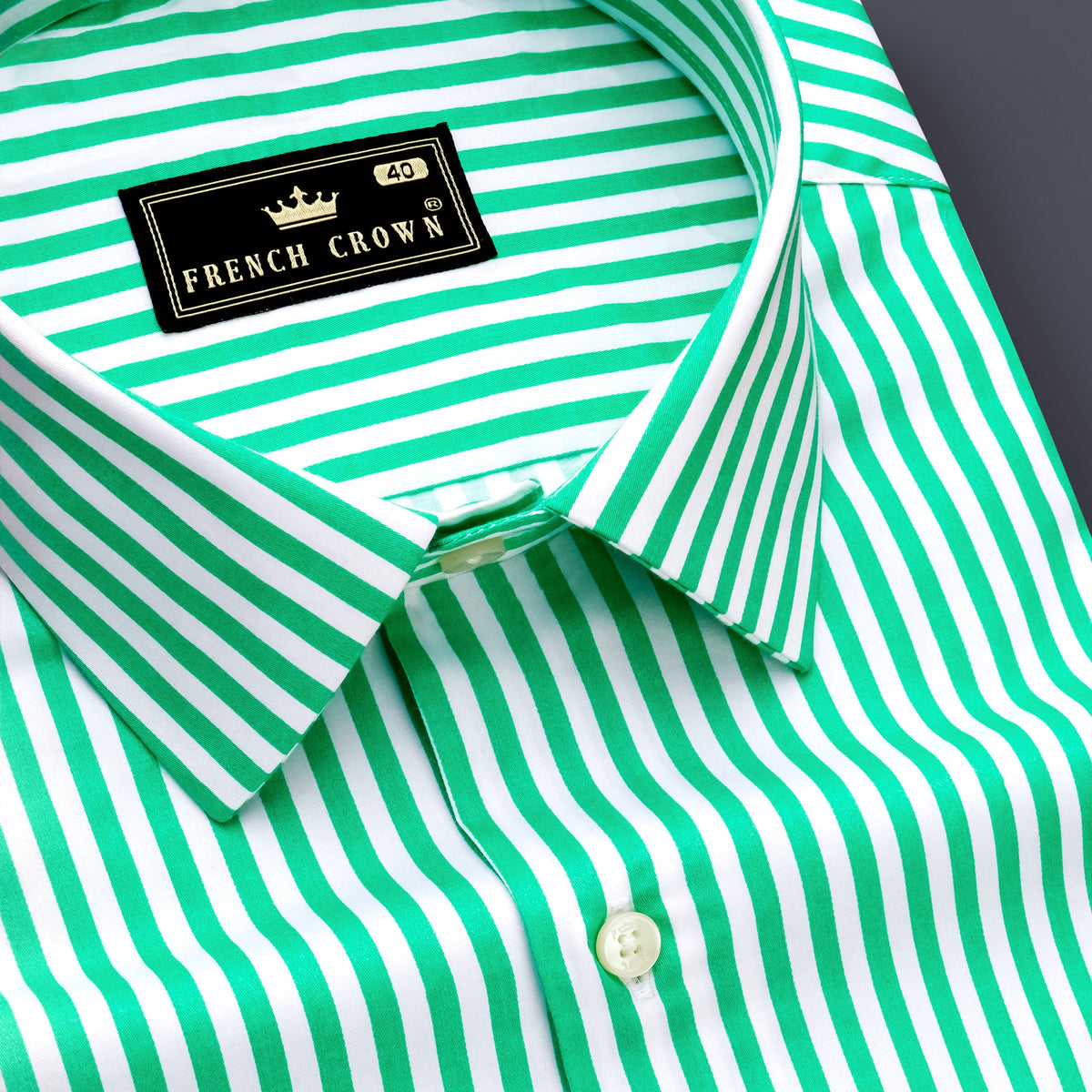 Virenza-Tealish Green And Bright White Stripes Formal Premium Cotton Shirt For Men Virenza-Tealish Green And Bright White Stripes Formal Premium Cotton Shirt For Men