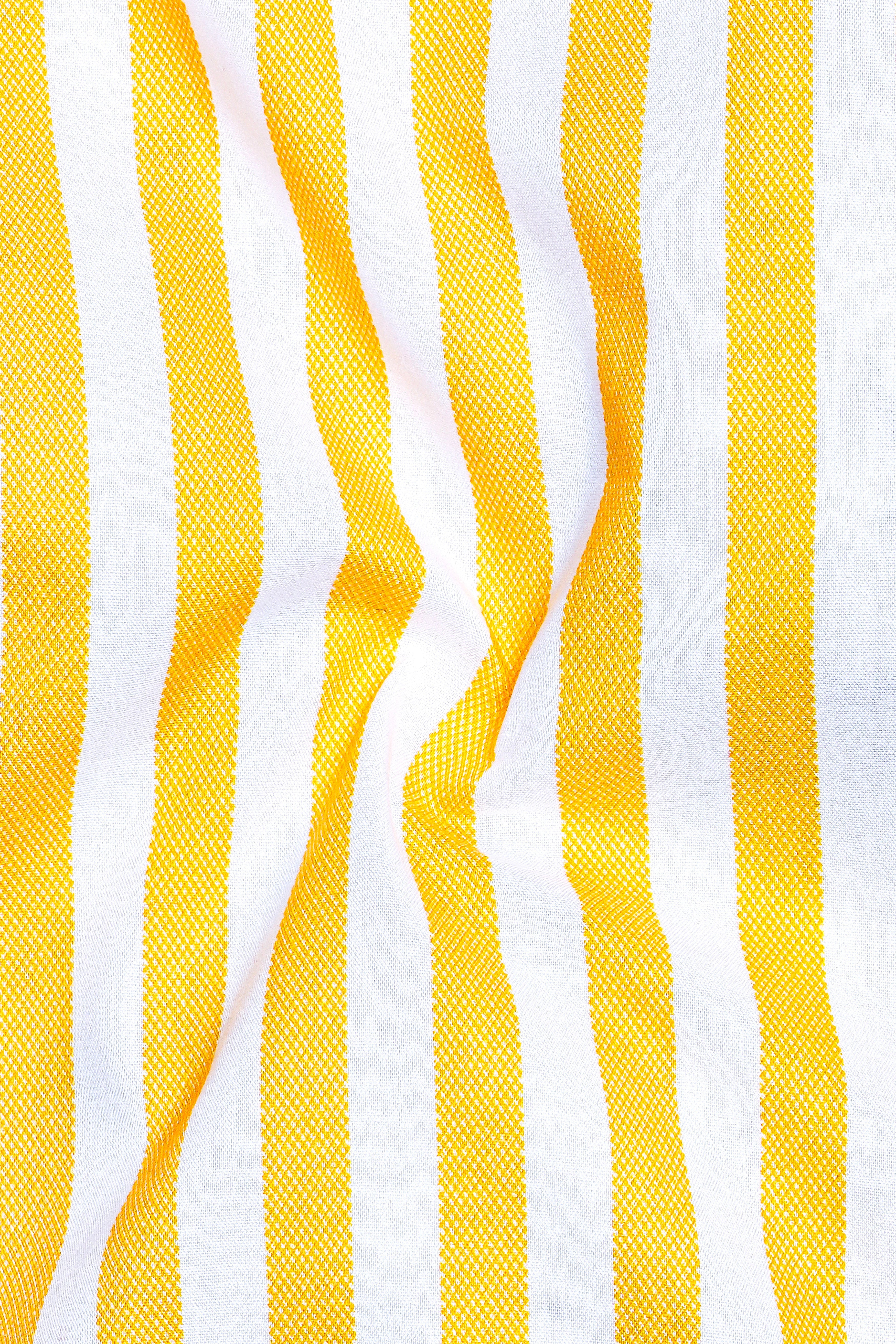 Clarivo-Mikado Yellow And Bright White Candy Striped Subtle Sheen Super Soft Premium Cotton Dress Shirt