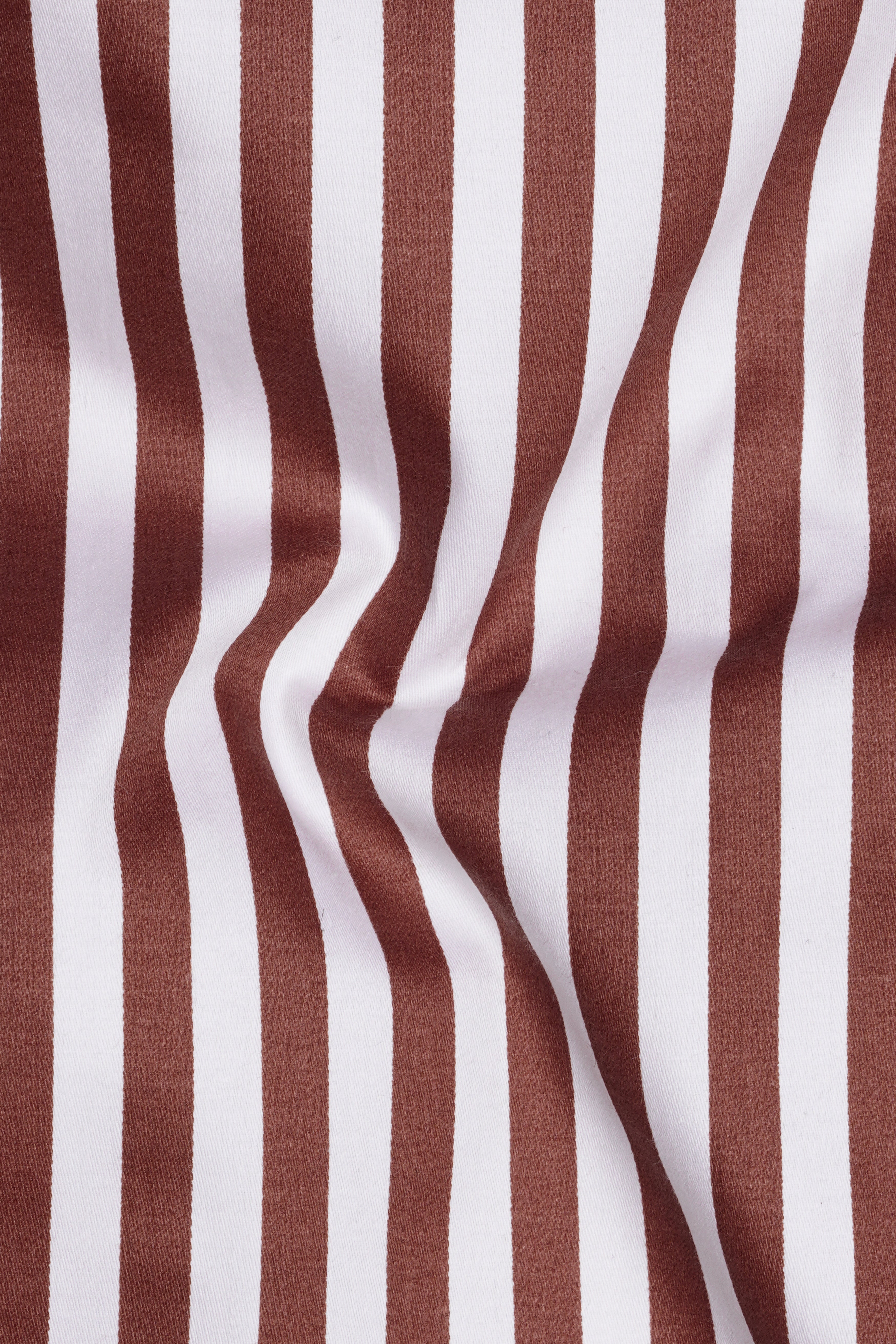 Brunoro-Ironstone Brown And Bright White Candy Striped Subtle Sheen Super Soft Premium Cotton White Cuff Collar Dress Shirt