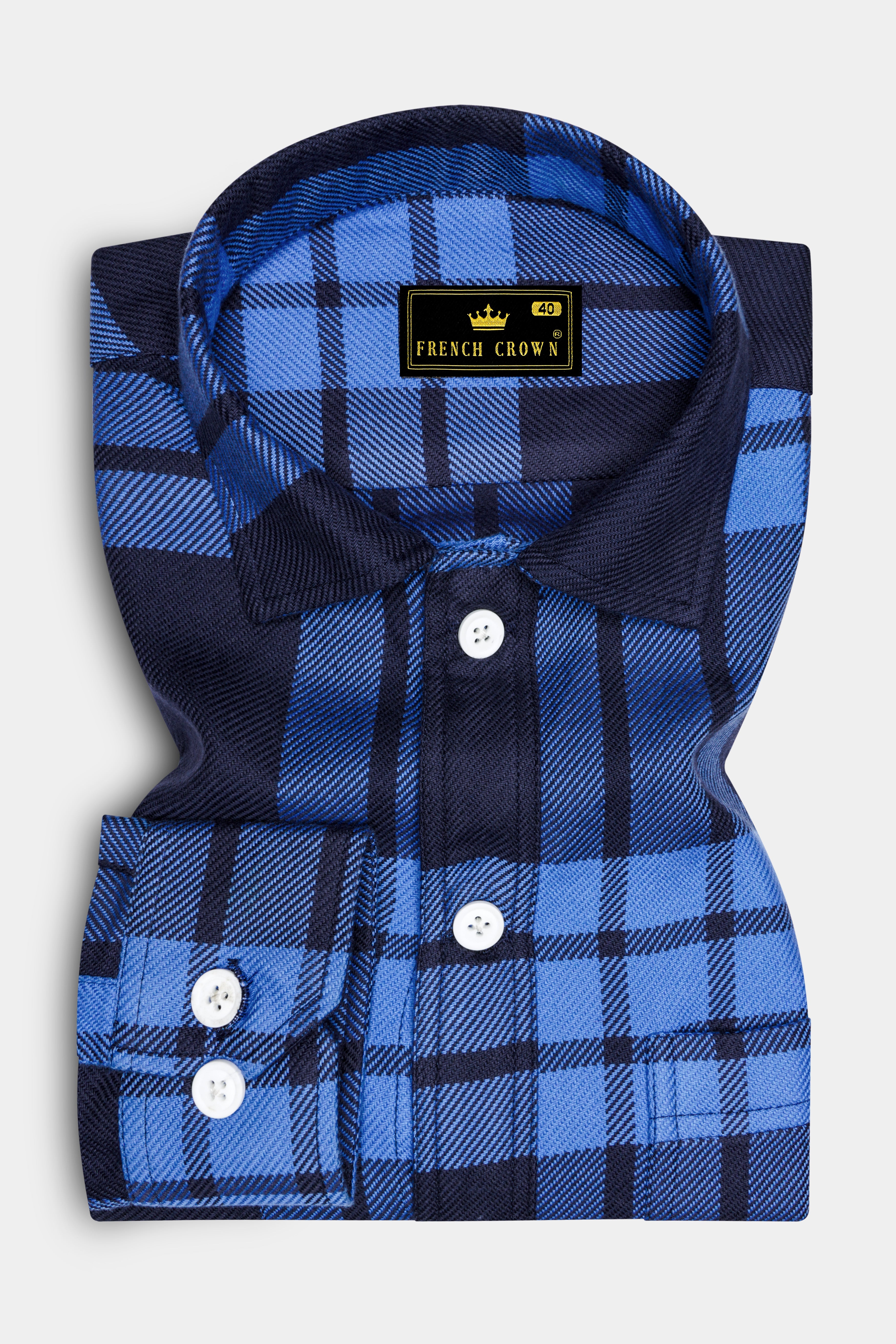 Ironoro-Glaucous Blue And Thunder Checks-Plaid Casual Premium