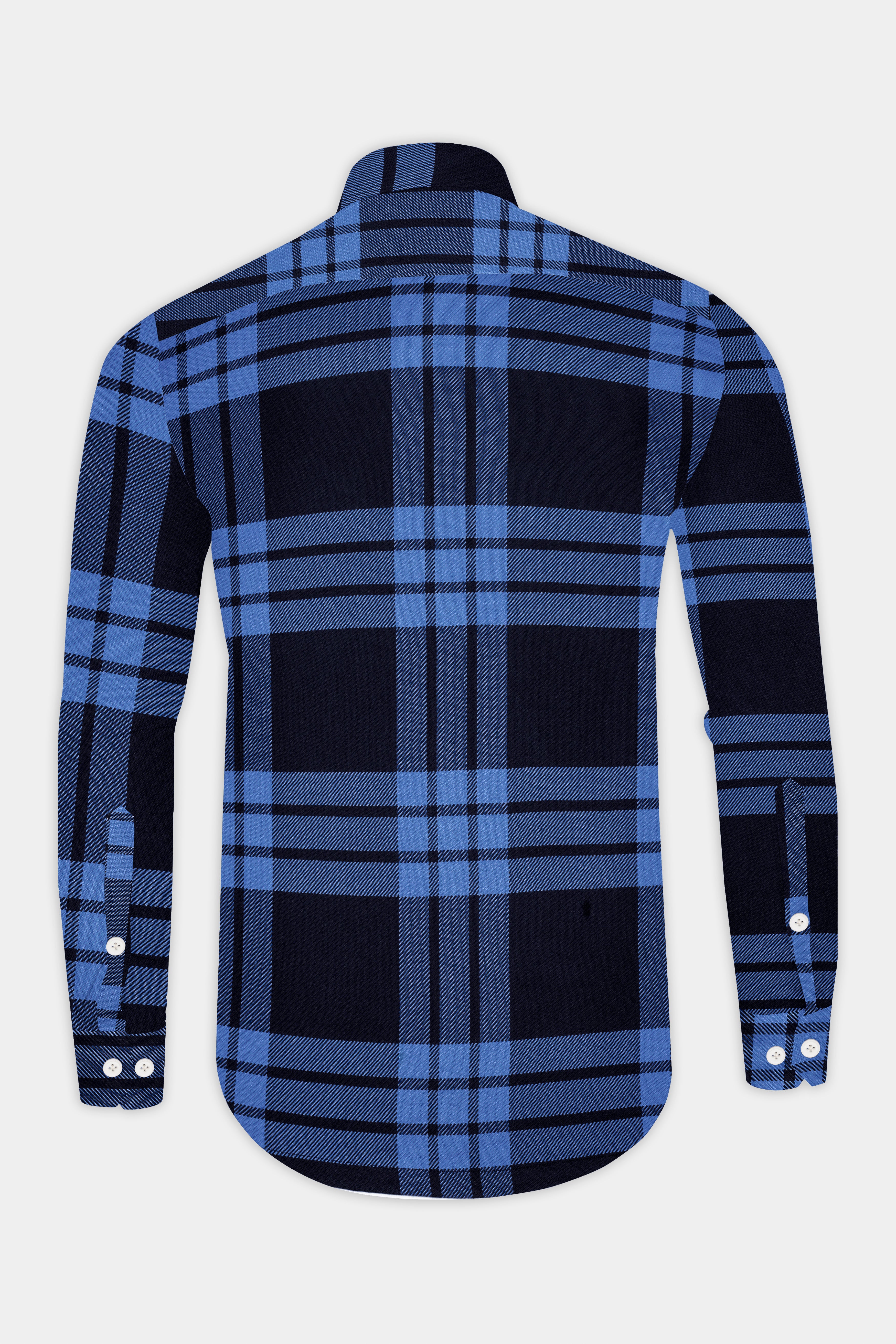 Ironoro-Glaucous Blue And Thunder Plaid Twill Heavyweight Designer Ovesrhirt/Shacket