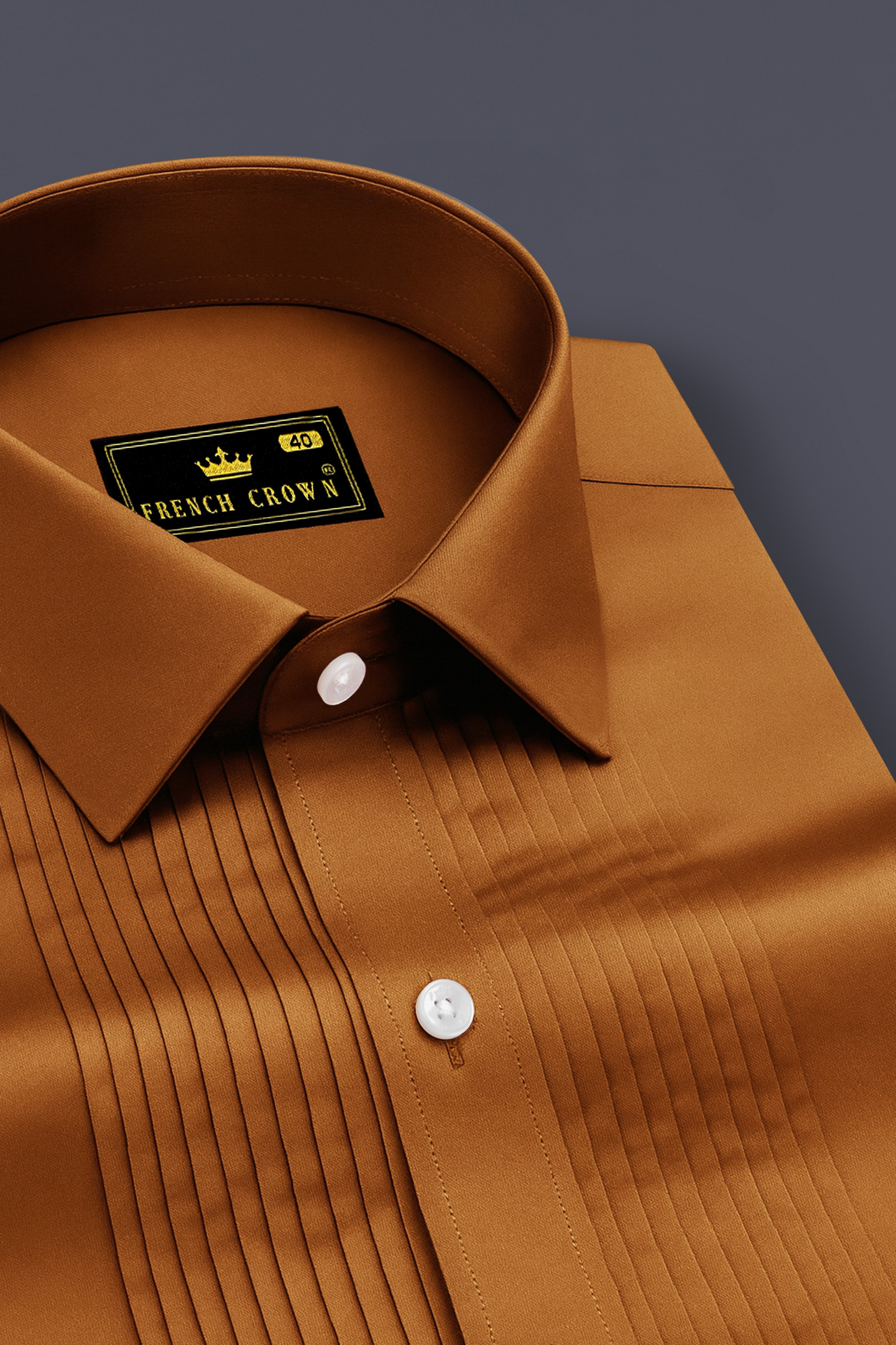 Lustran-Sienna Brown Subtle Sheen Super Soft Premium Cotton Tuxedo Shirt