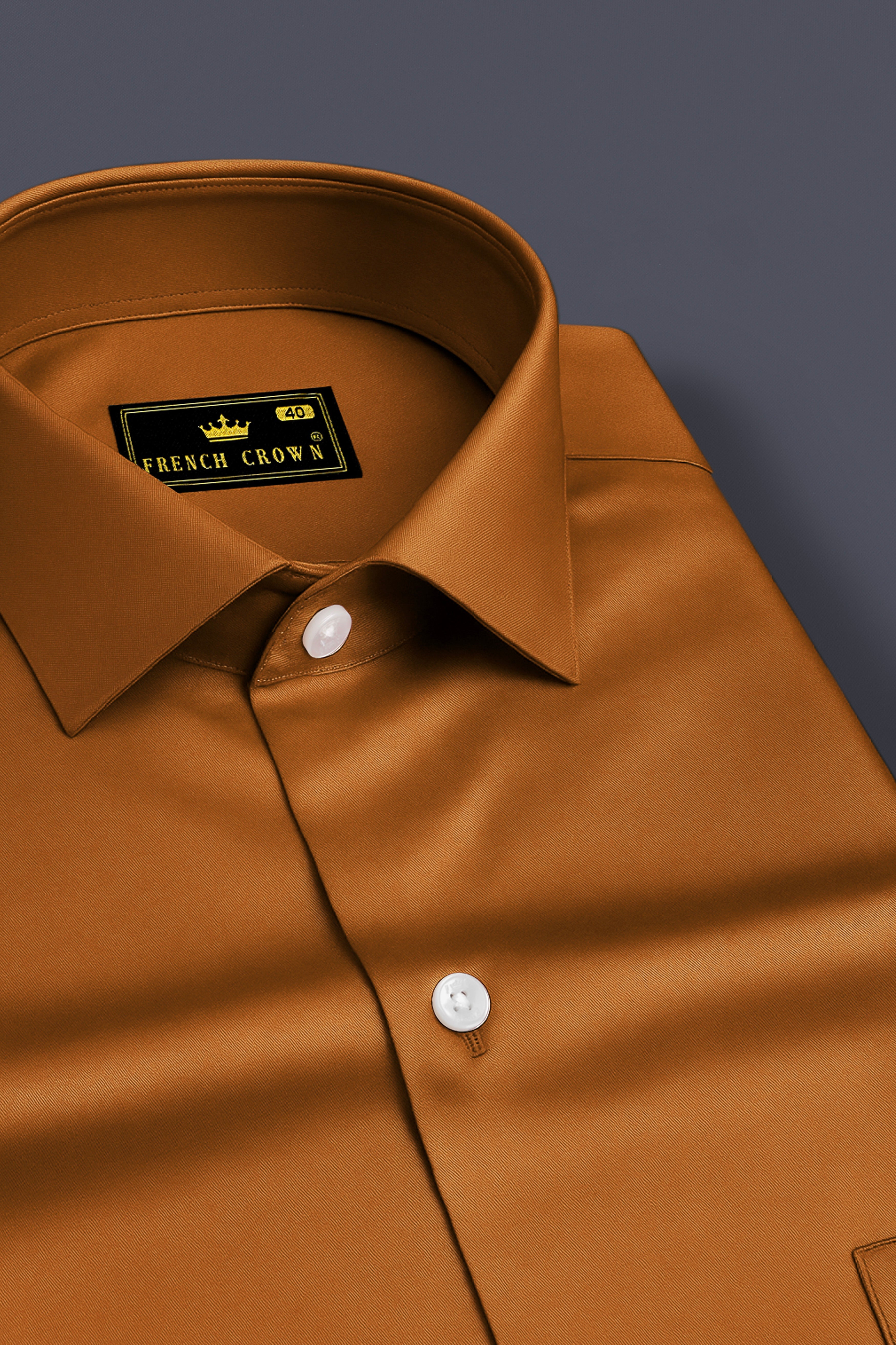 Lustran-Sienna Brown Plain-Solid Formal Premium Cotton Shirt For Men