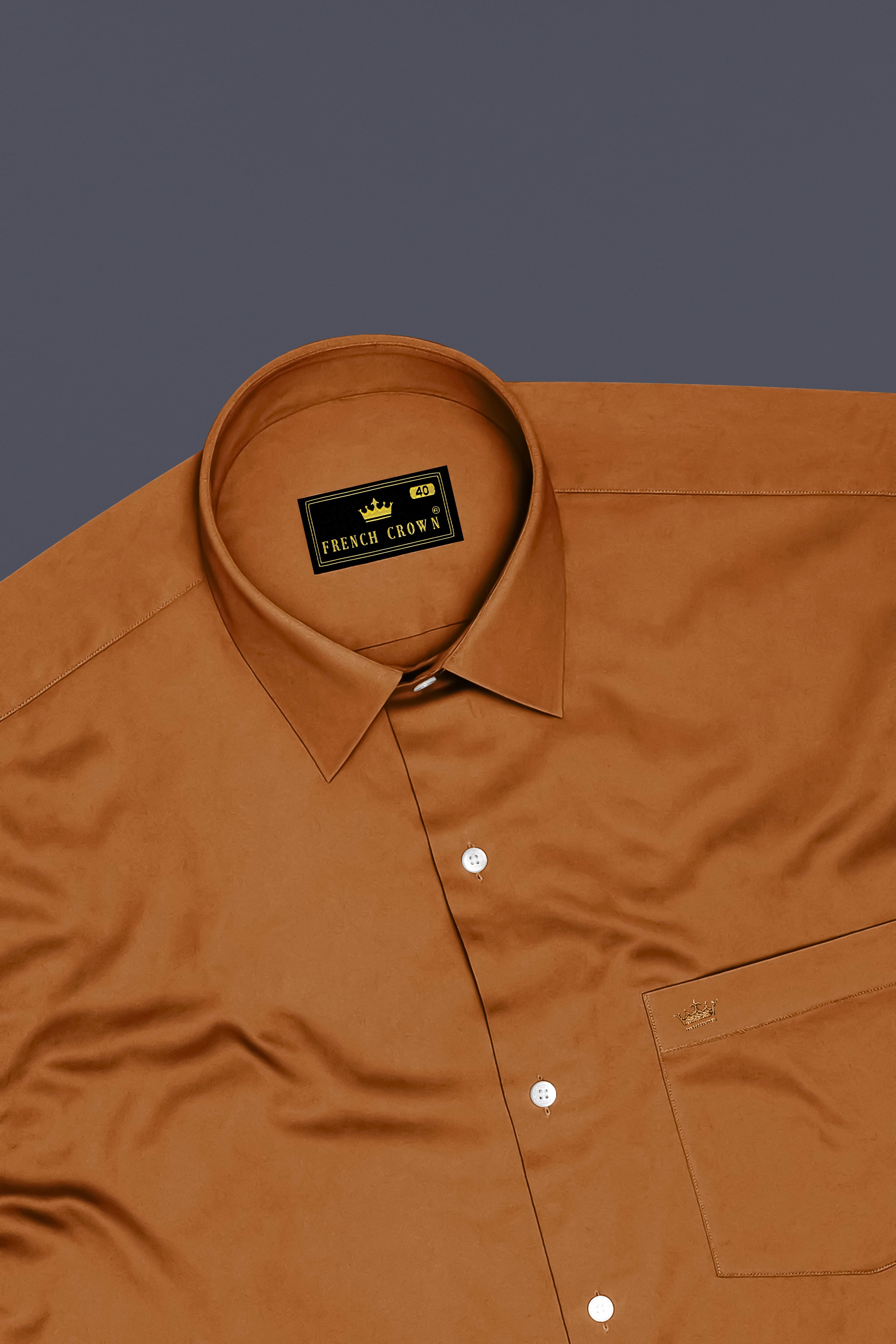 Lustran-Sienna Brown Subtle Sheen Super Soft Premium Cotton Dress Shirt