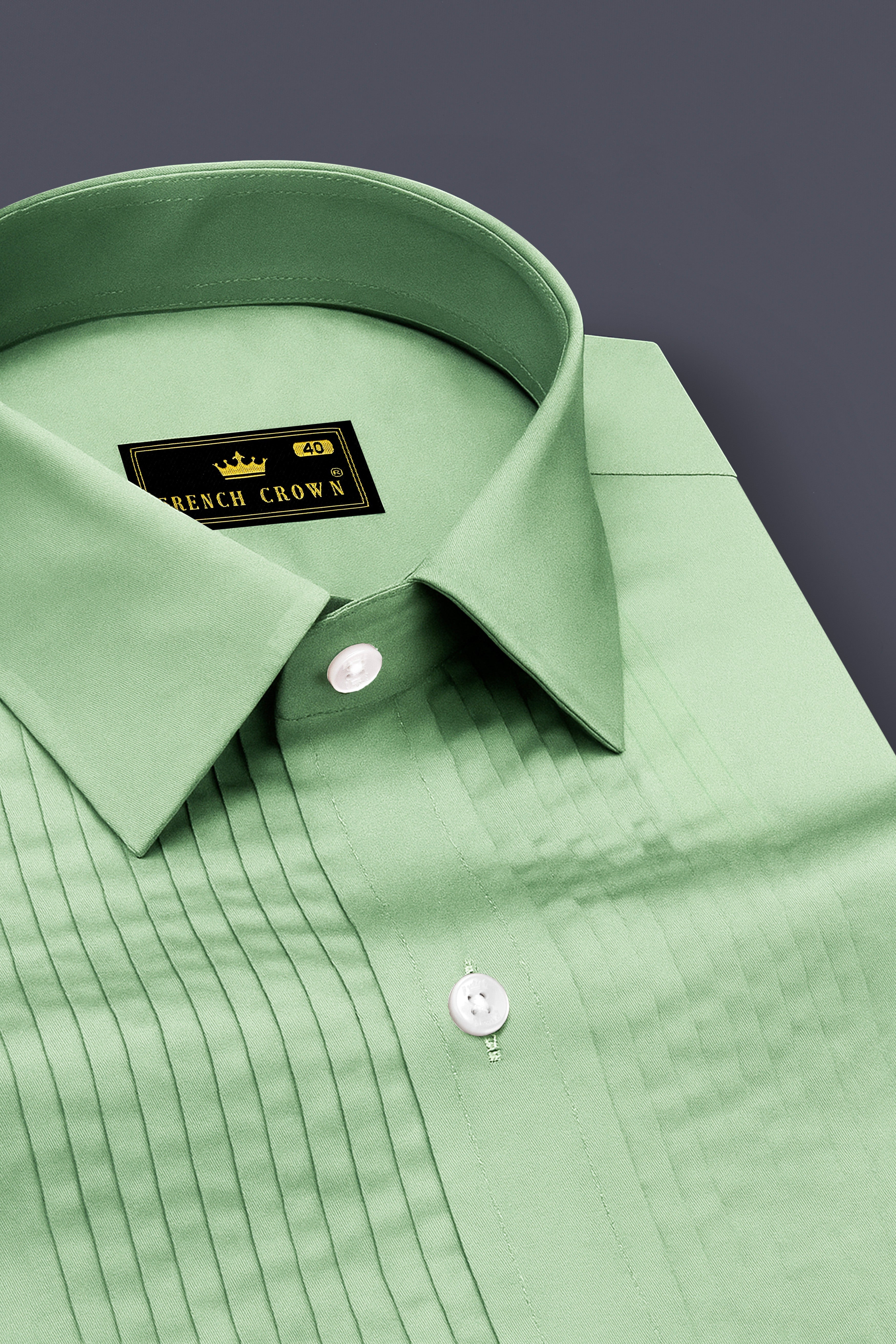 Verdoro-Oxley Green Subtle Sheen Super Soft Premium Cotton Tuxedo Shirt