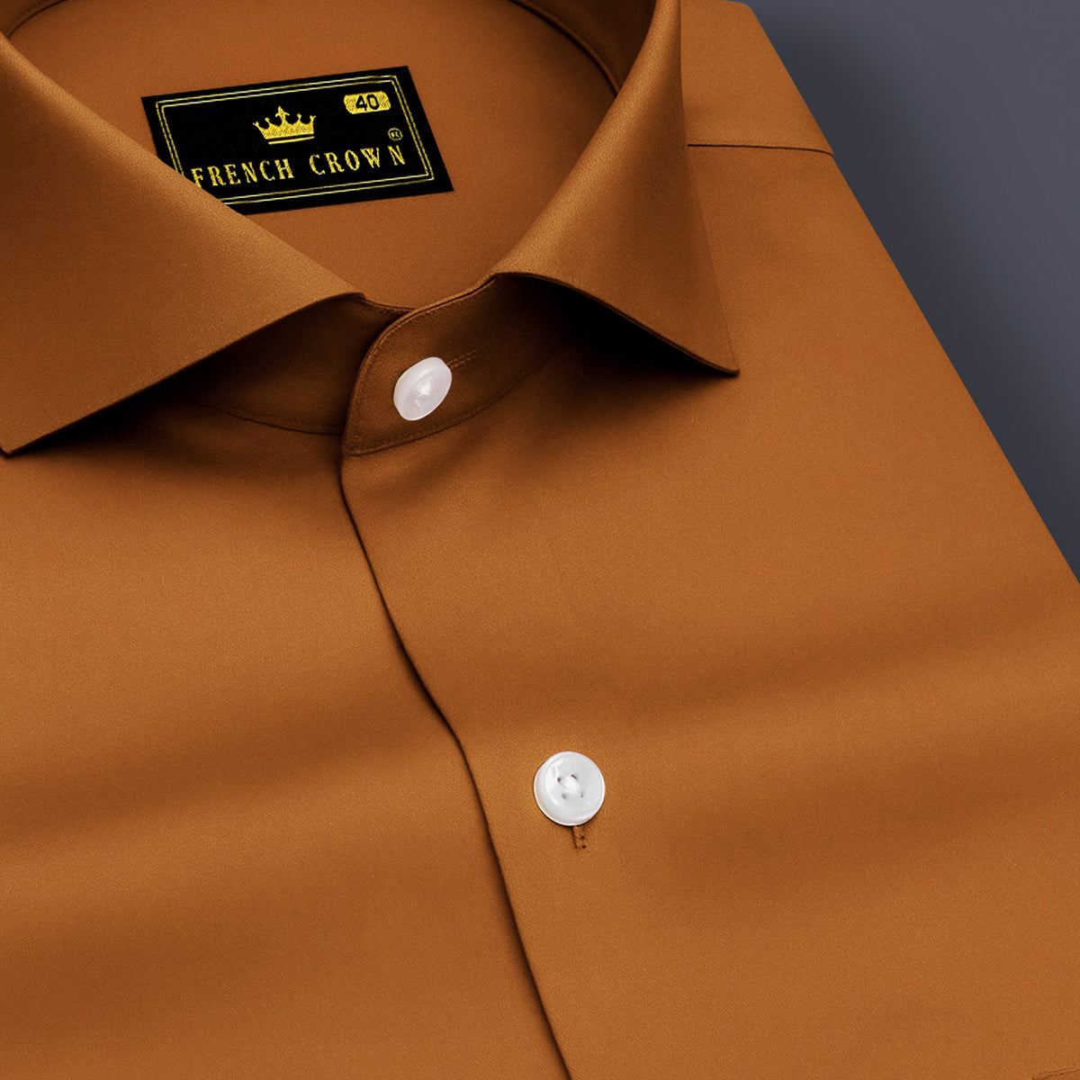 Lustran-Sienna Brown Plain-Solid Formal Premium Cotton Shirt For Men 16in / 40cm / M / Full Sleeves