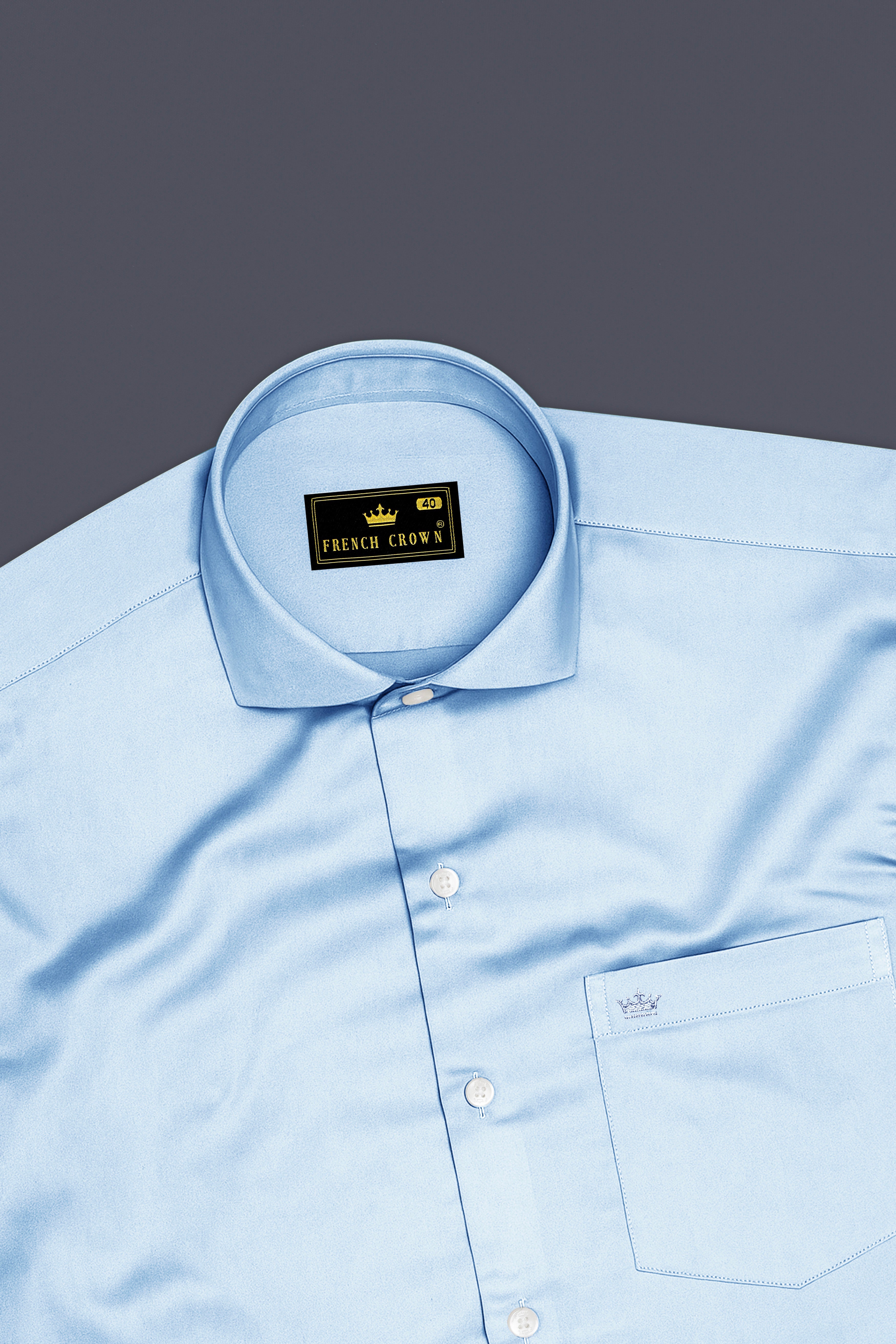 Bluessenza-Cornflower Blue Subtle Sheen Super Soft Premium Cotton Cut Away Collar Dress Shirt