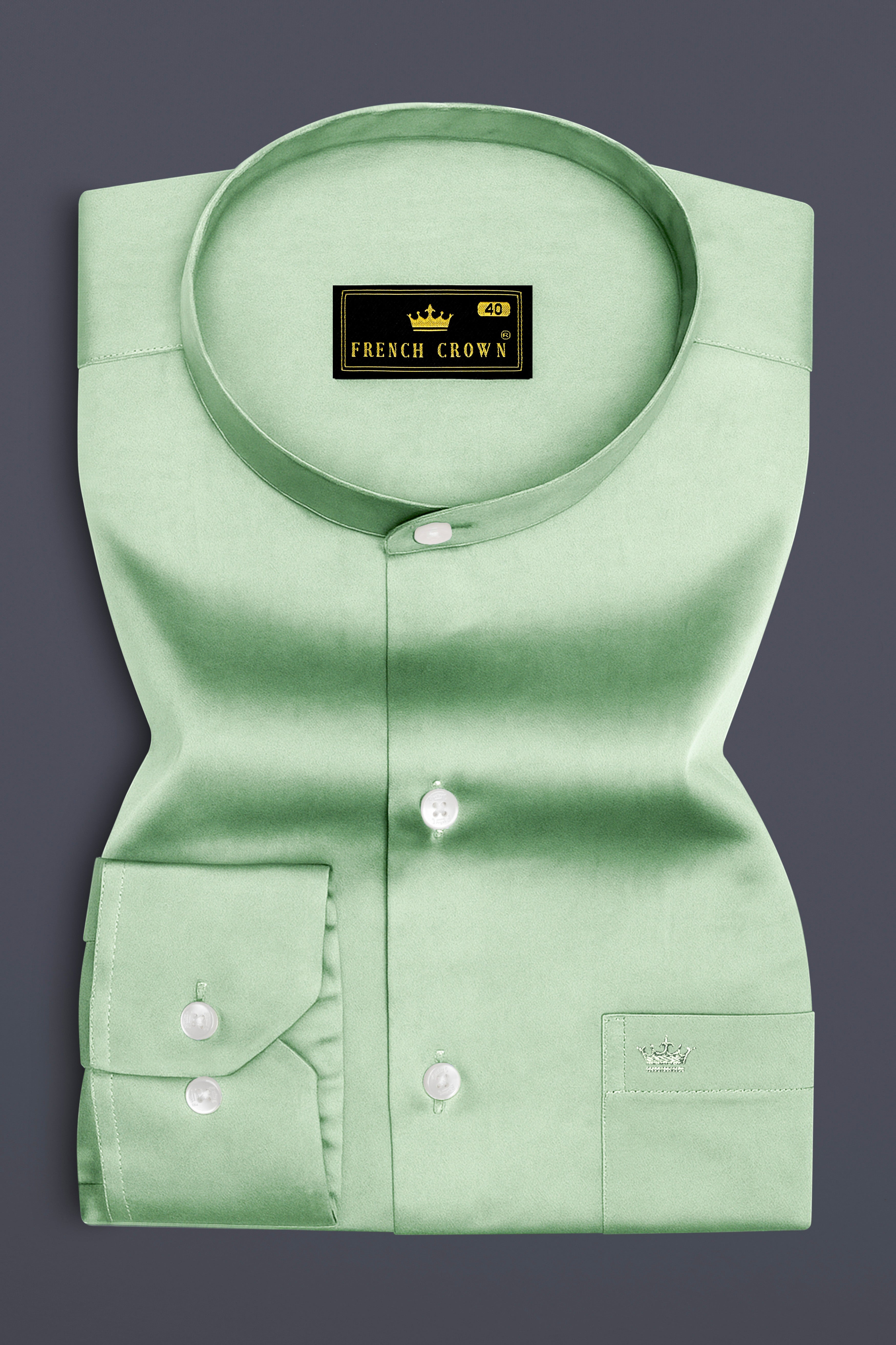 Verdoro-Oxley Green Subtle Sheen Super Soft Premium Cotton Mandarin Shirt