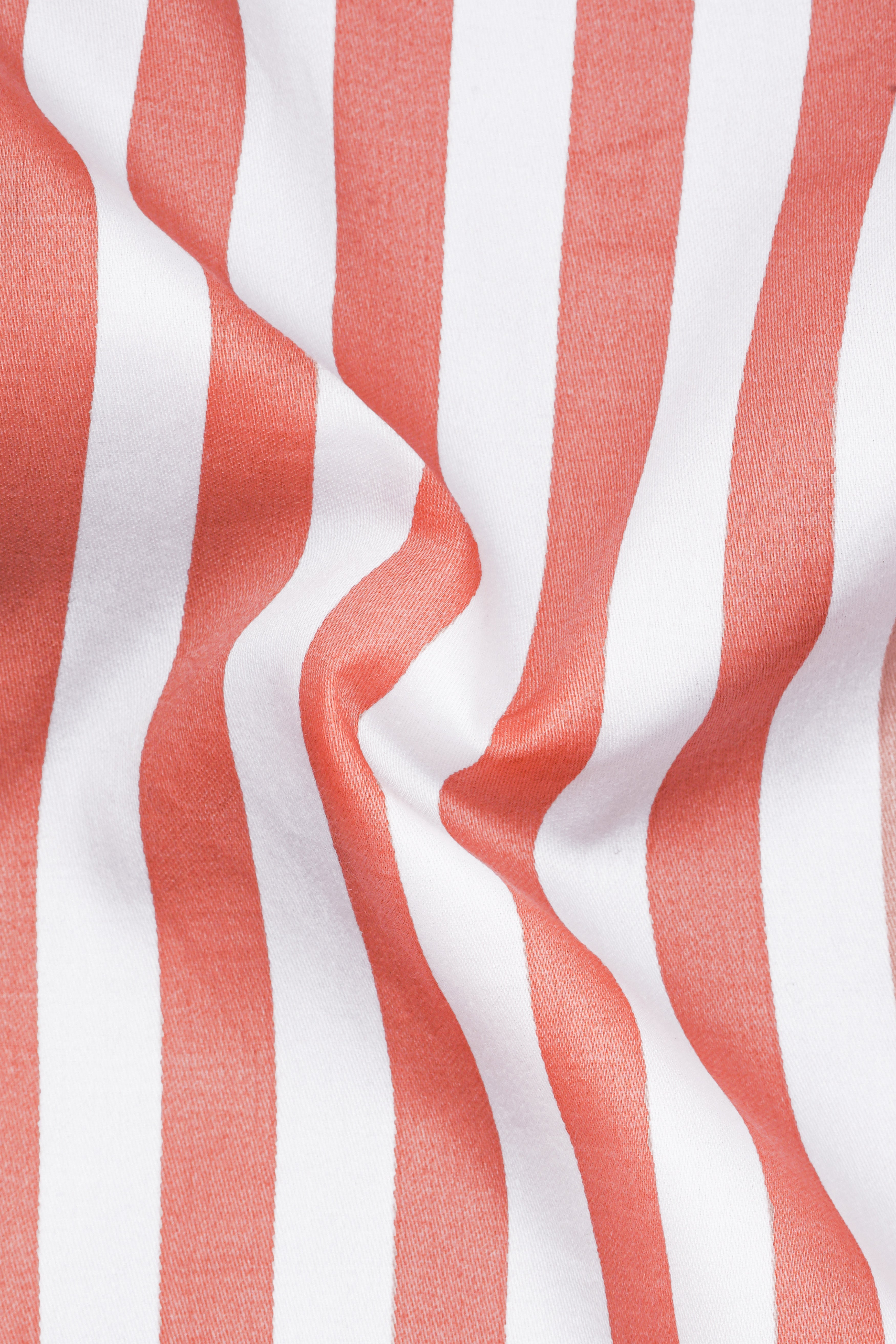 Strivaro-Apricot Peach And Bright White Awning Striped Super Soft Premium Cotton Dress Shirt