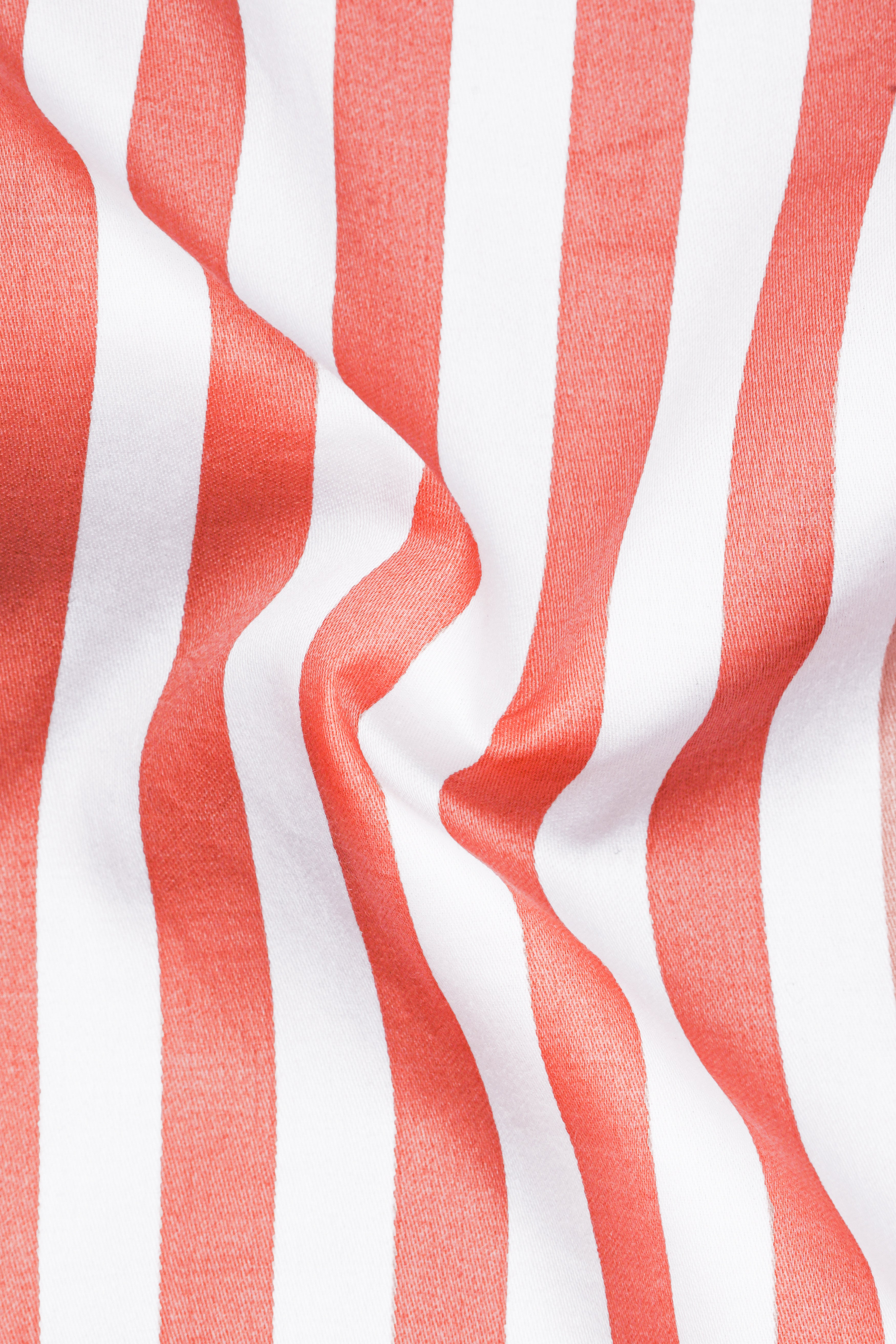 Strivaro-Apricot Peach And Bright White Awning Striped Super Soft Premium Cotton Dress Shirt