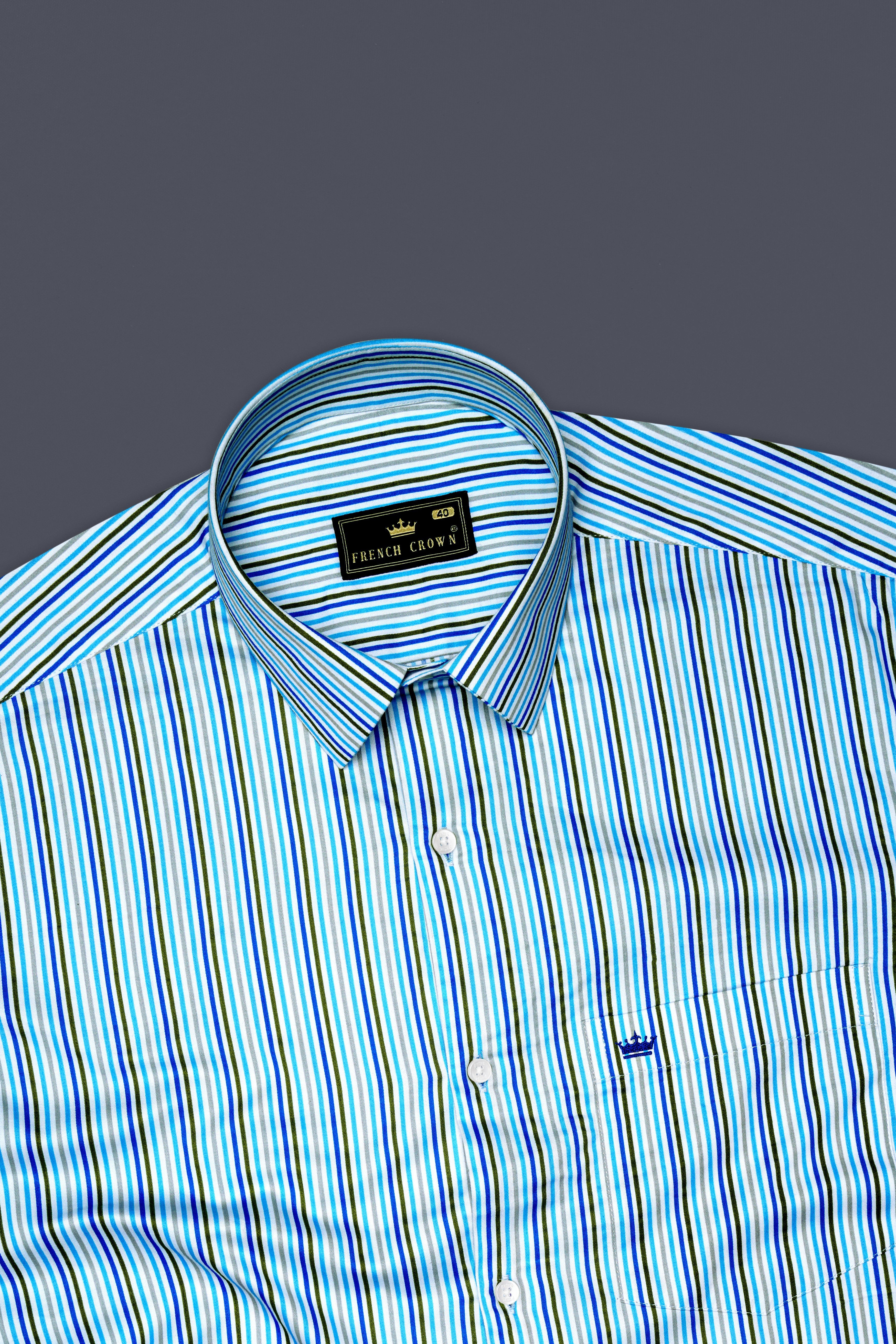 Aradovo-Viking Blue Aradonis Multicolour Striped Subtle Sheen Super Soft Premium Cotton Dress Shirt