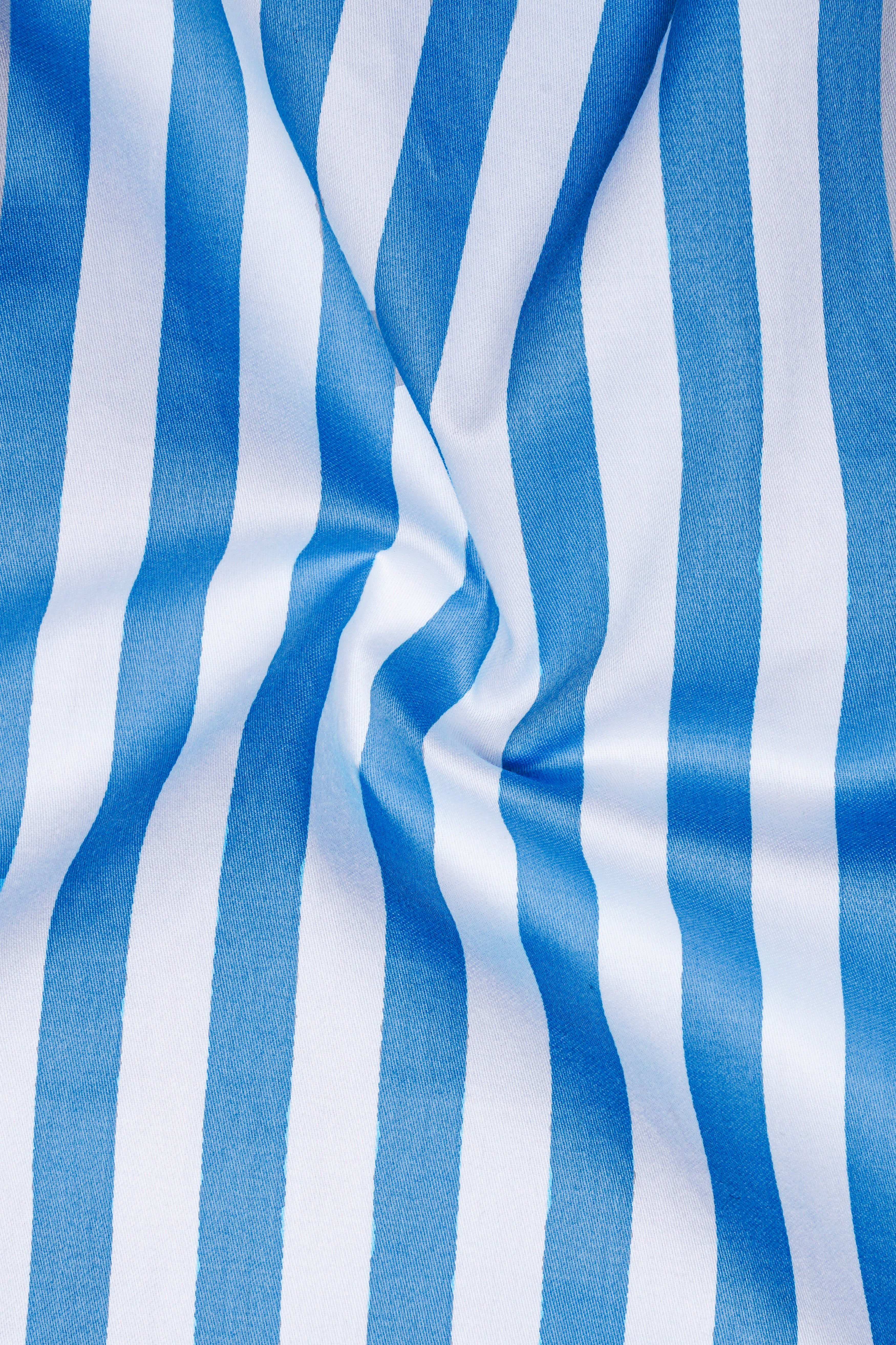 Aurecel-Celestial Blue And Bright White Awning Striped Subtle Sheen Super Soft Premium Cotton Dress Shirt