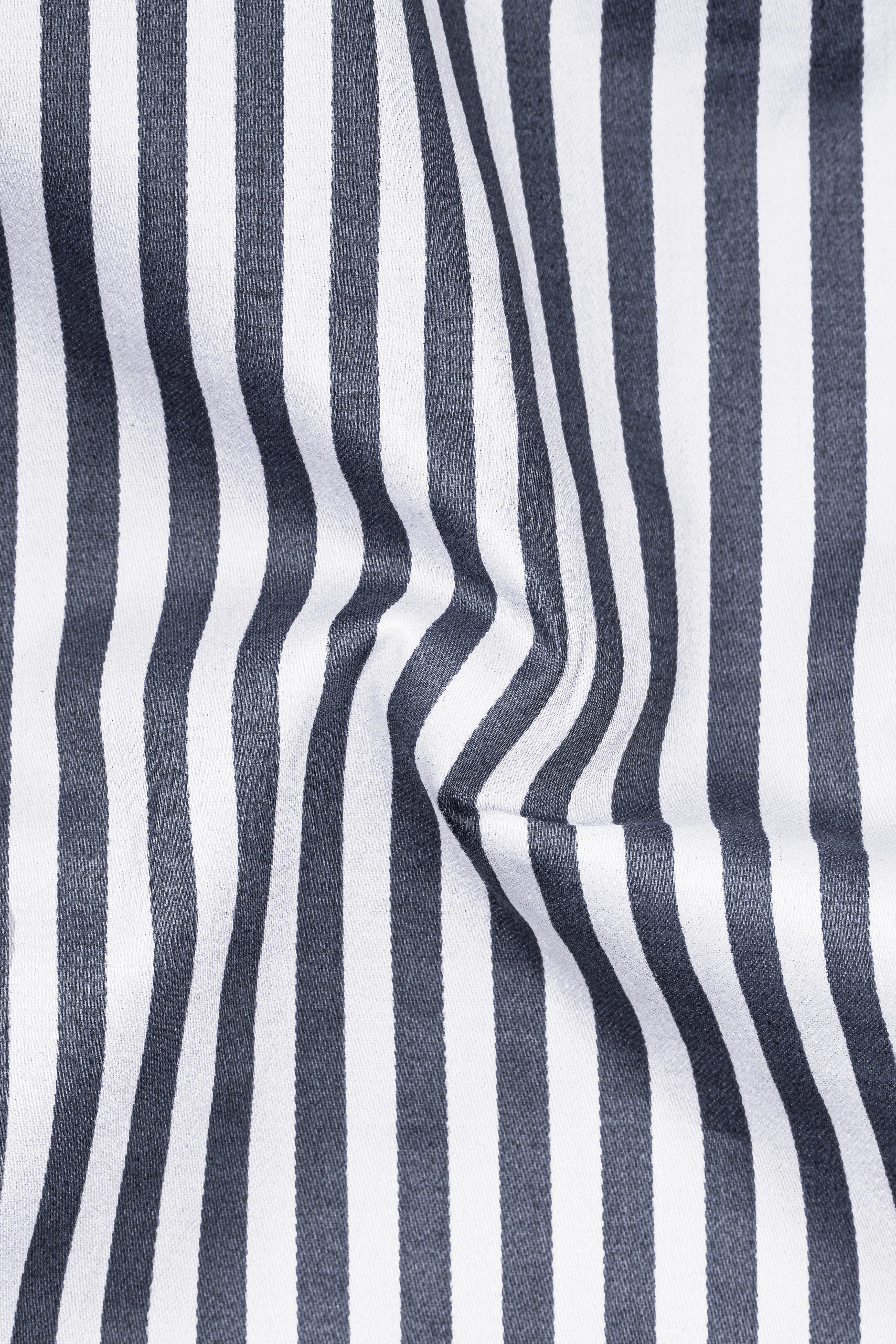 Cinerra-Amethyst Gray And Bright White Candy Striped Super Soft Premium Cotton Dress Shirt