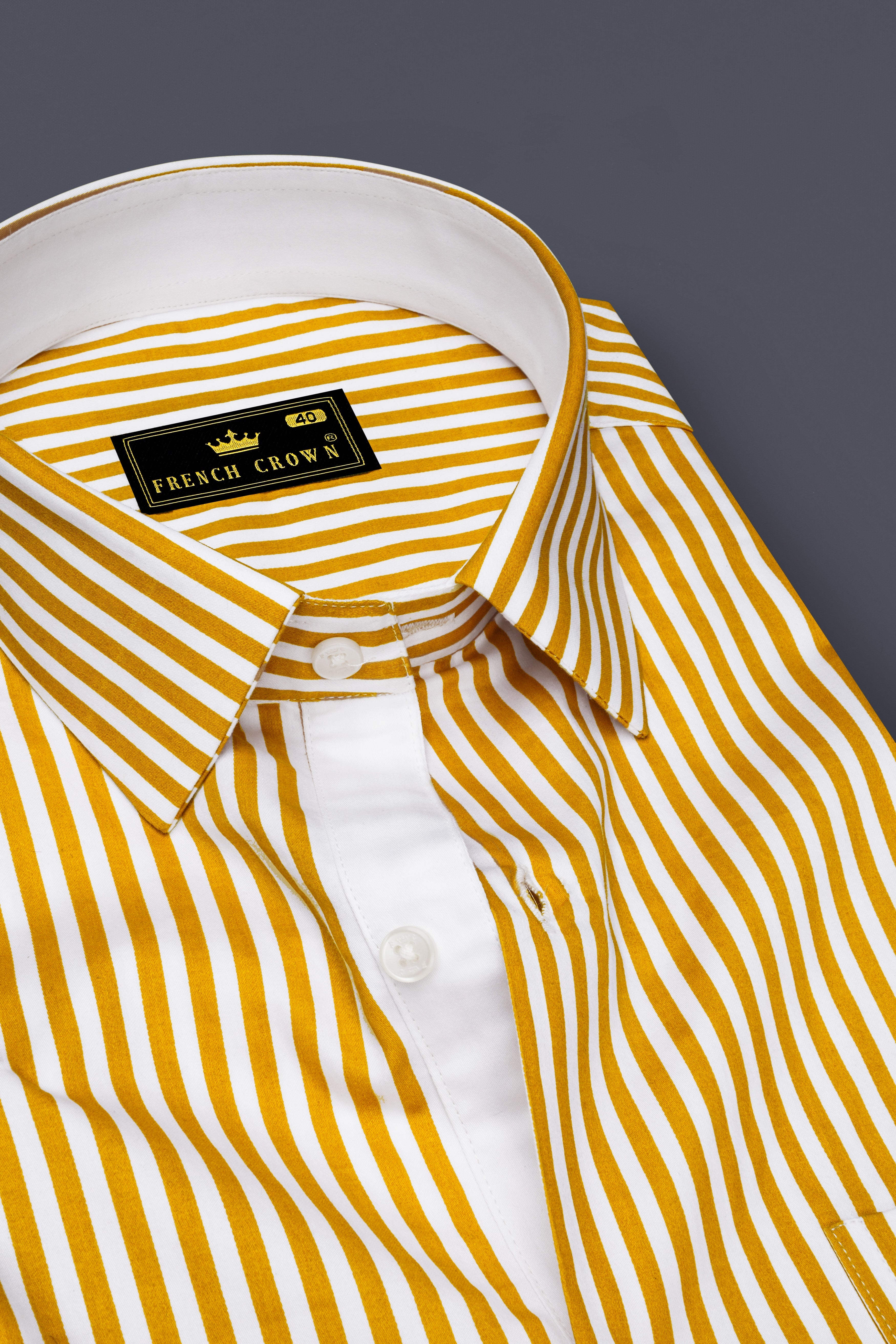 Solaro-Sunshade Yellow And Bright White Candy Striped Super Soft Premium Cotton Dress Shirt