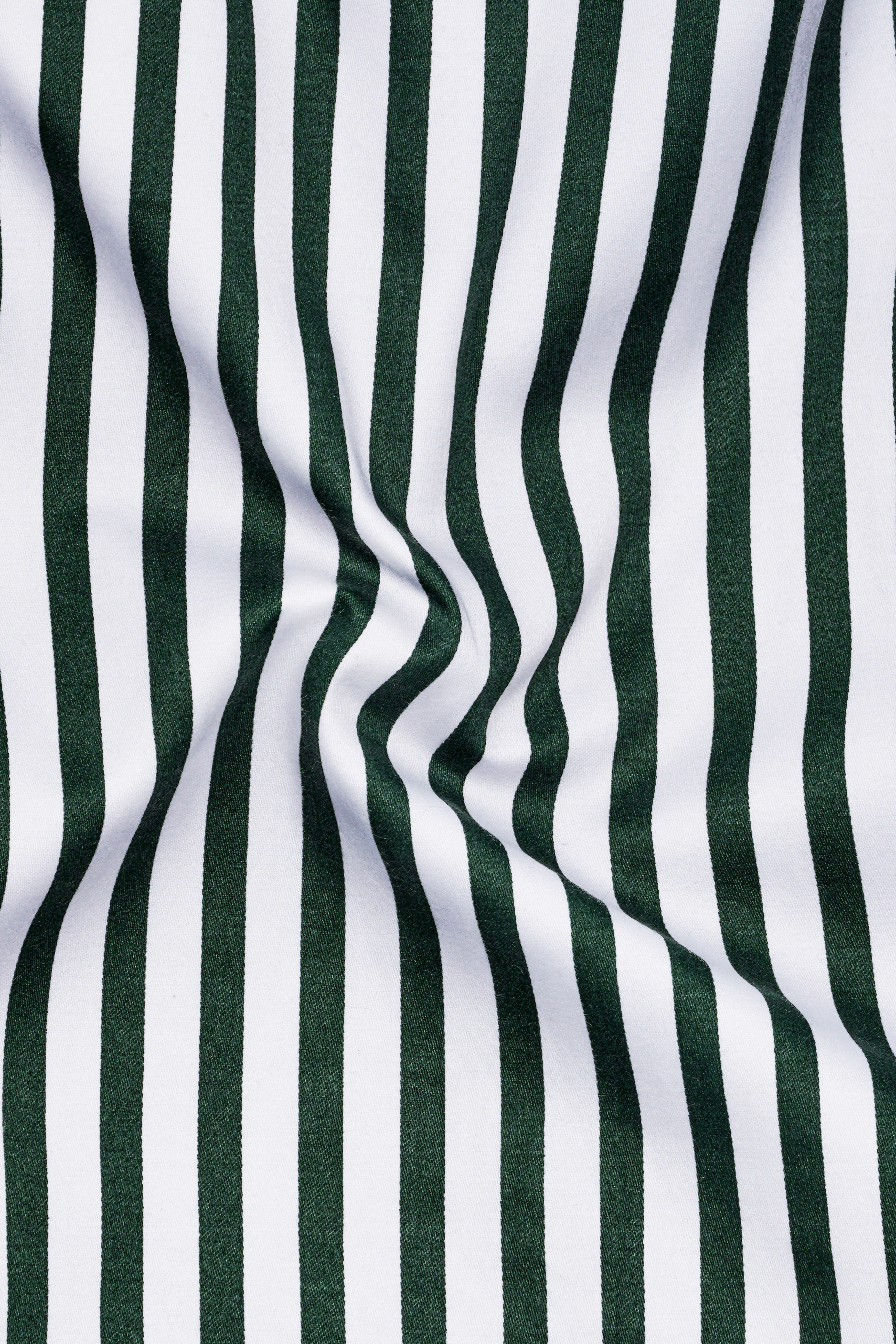Thalvoro-Phthalo Green And Bright White Candy Striped Super Soft Premium Cotton Formal White Cuff Collar Shirt