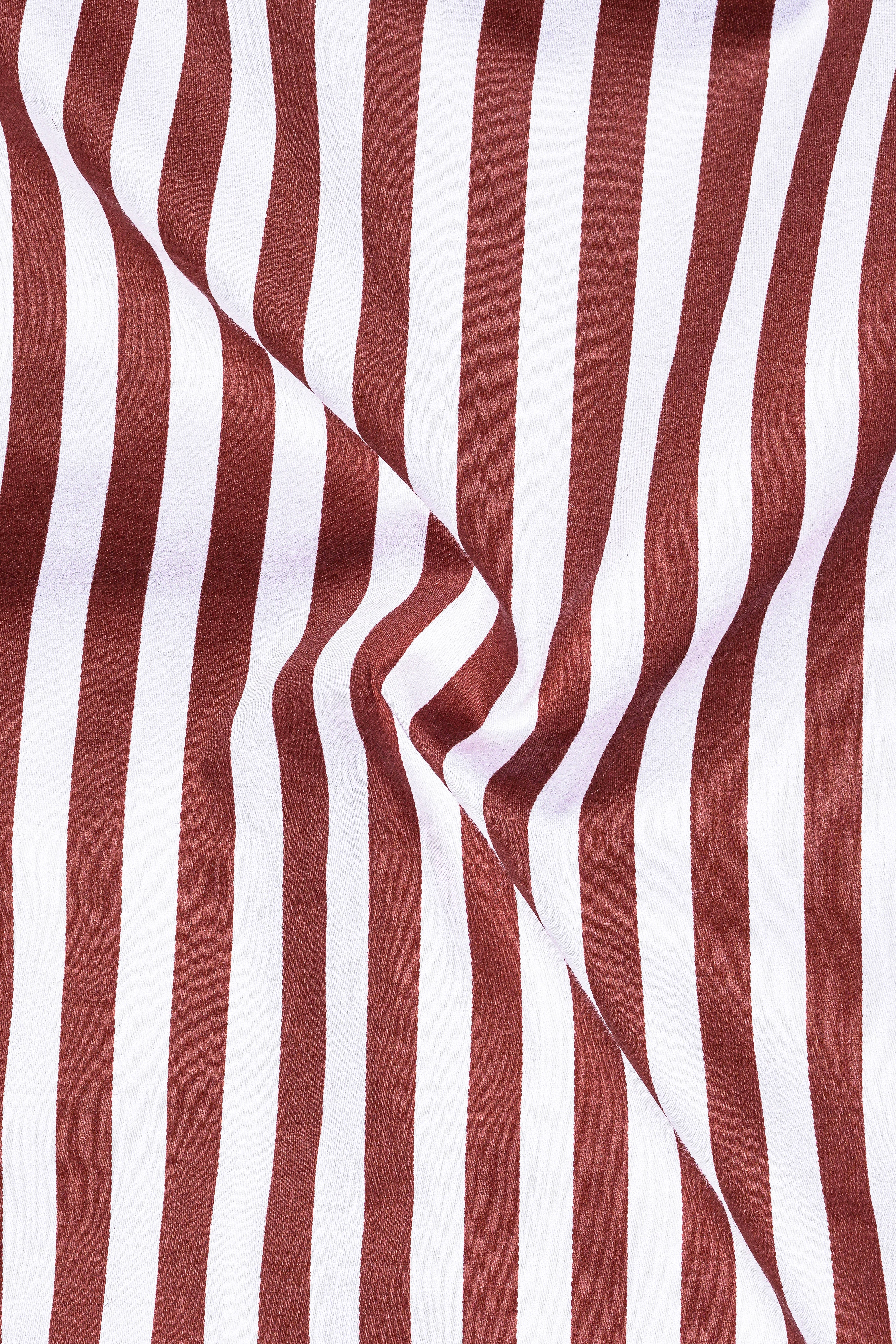 Brunoro-Ironstone Brown And Bright White Candy Striped Super Soft Premium Cotton Dress Shirt