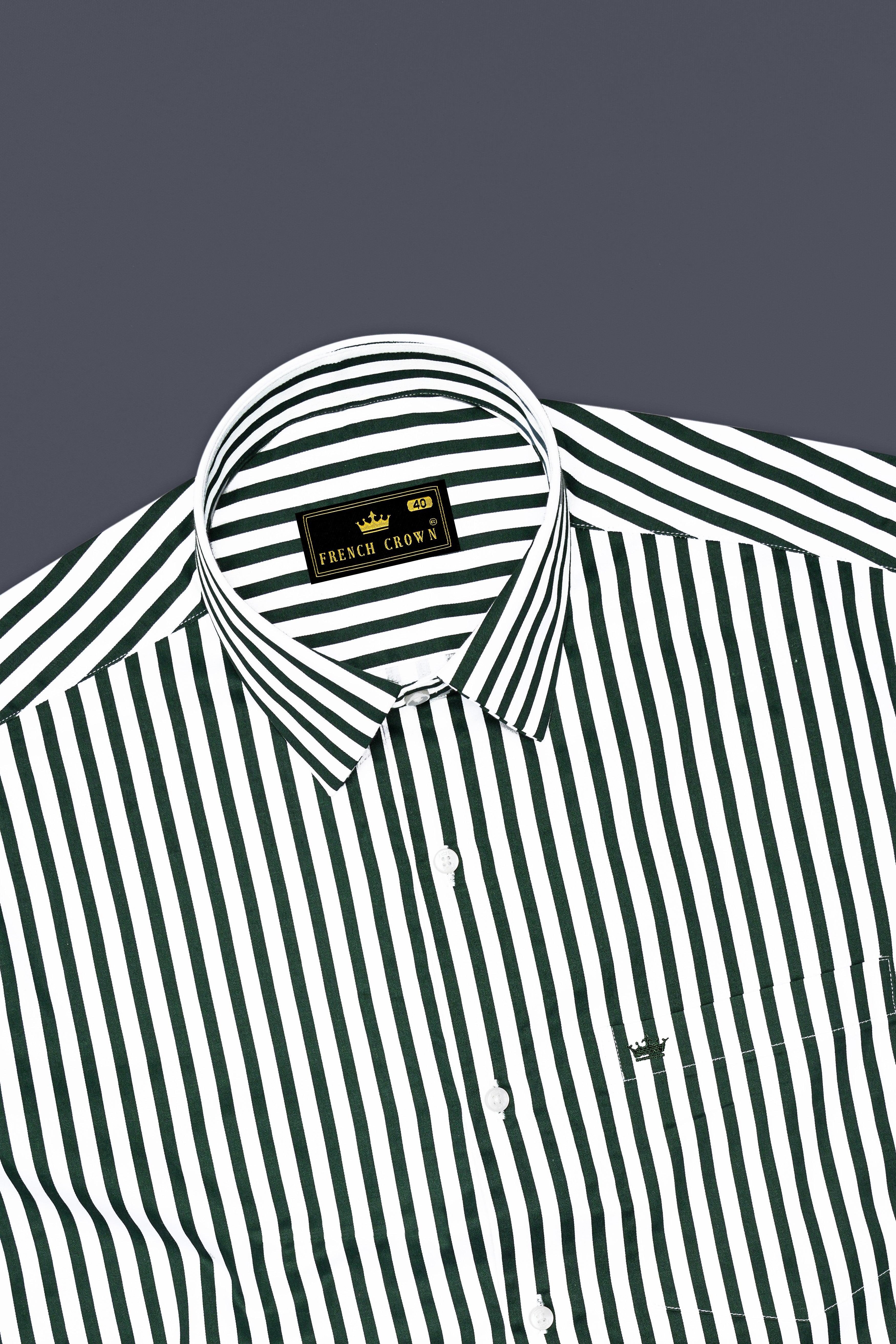 Thalvoro-Phthalo Green And Bright White Candy Striped Subtle Sheen Super Soft Premium Cotton Dress Shirt