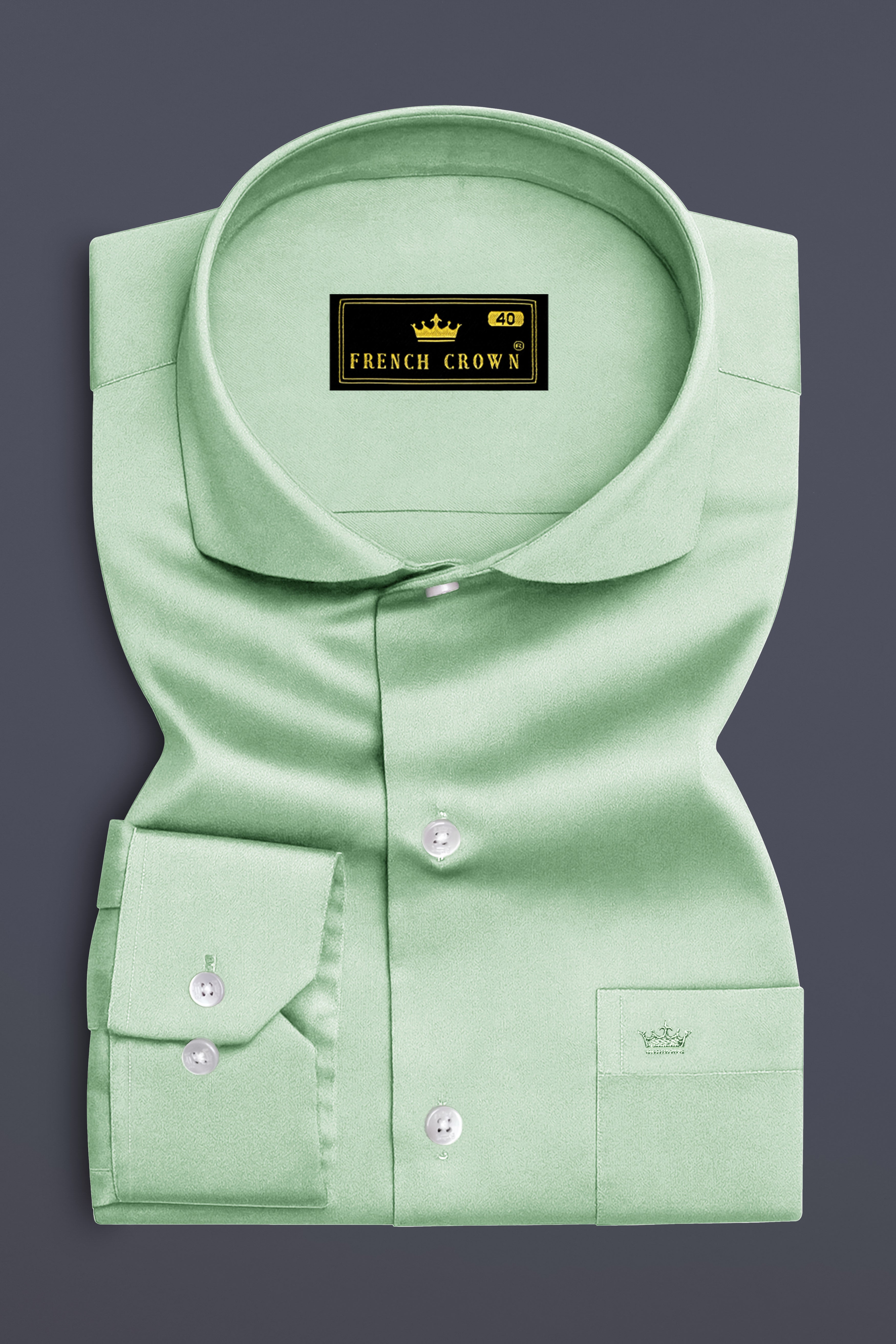 Verdoro-Spring Green Subtle Sheen Super Soft Premium Cotton Cut Away Collar Dress Shirt