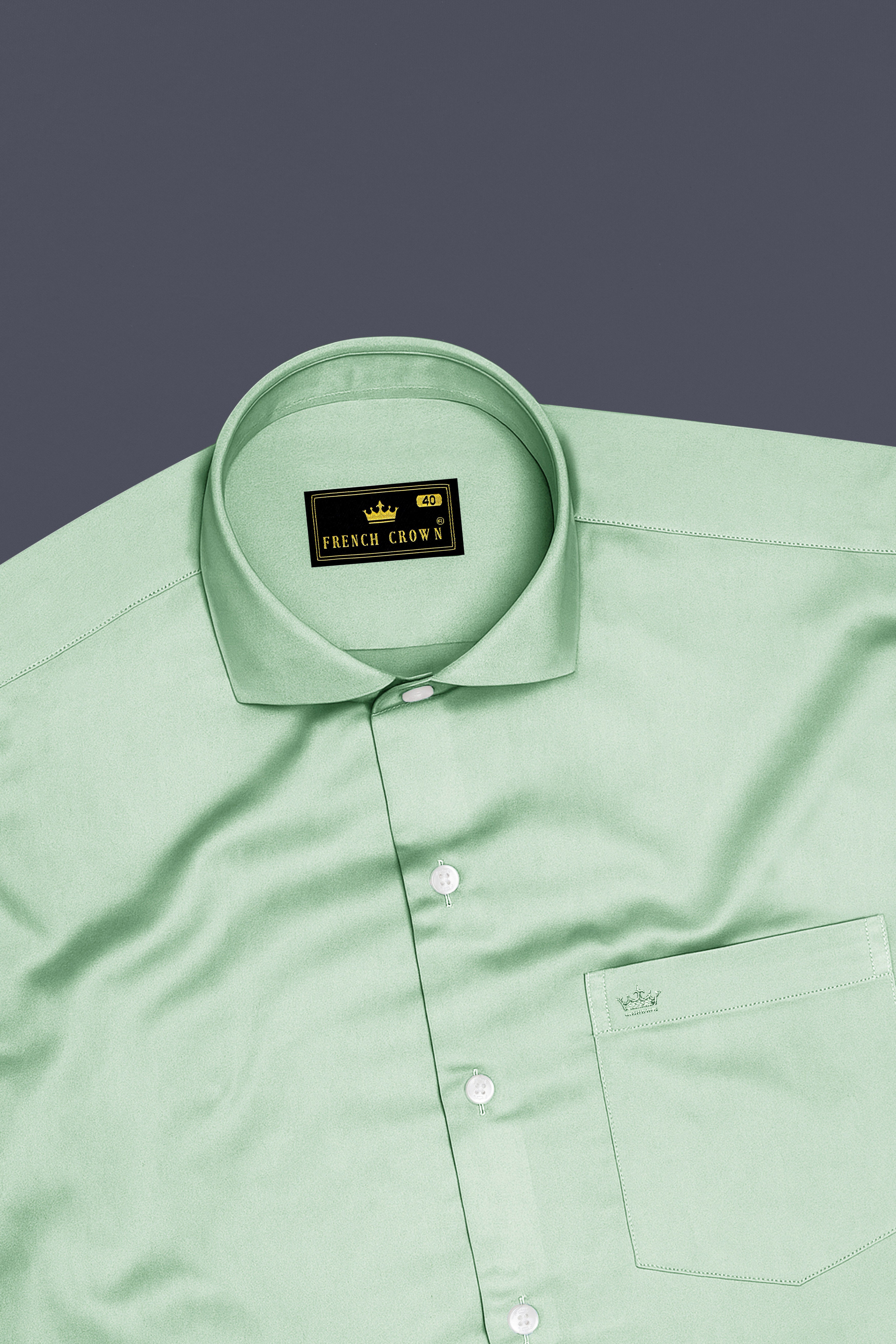 Verdoro-Spring Green Subtle Sheen Super Soft Premium Cotton Cut Away Collar Dress Shirt