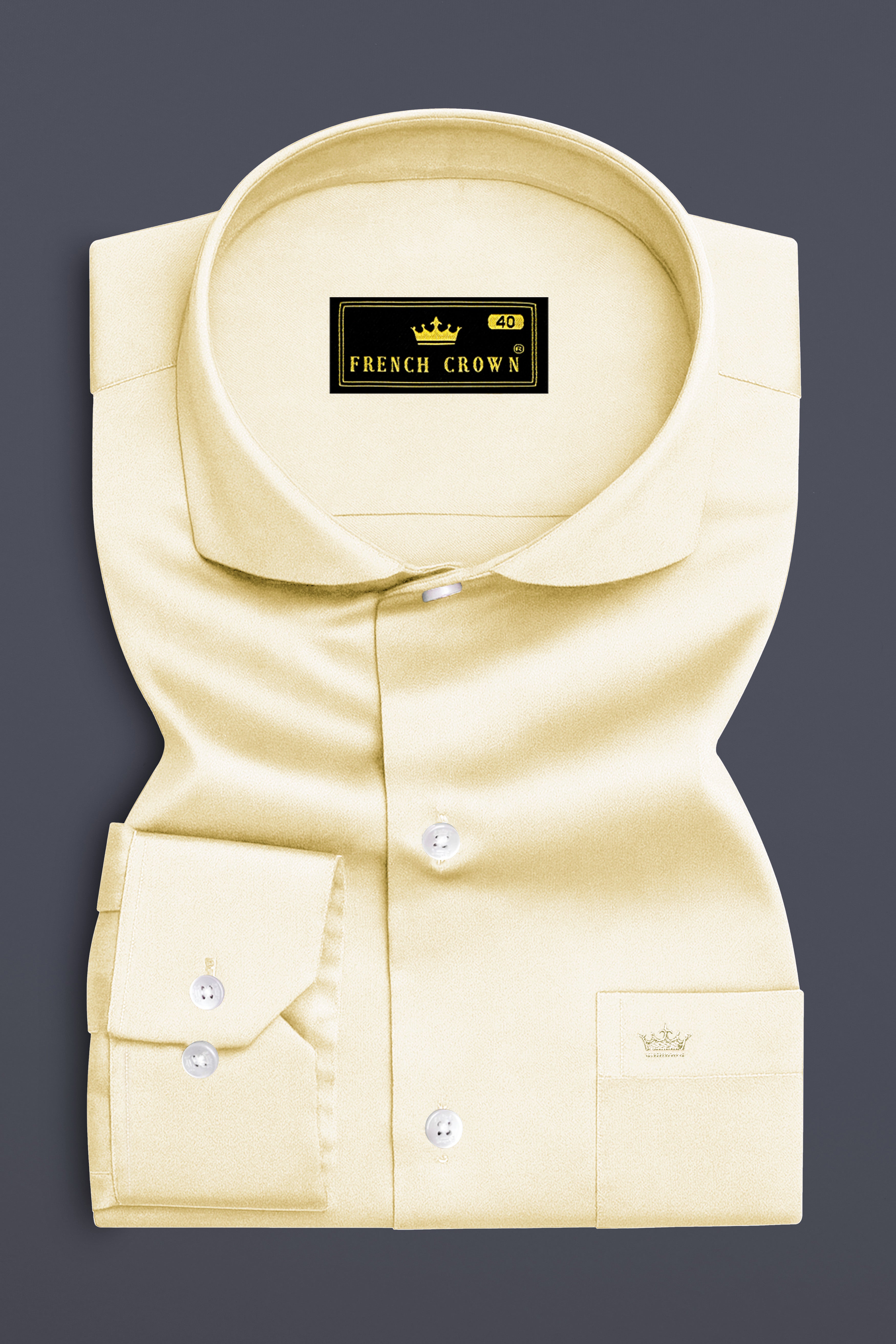 Aurewheat-Wheatfield Cream Subtle Sheen Super Soft Premium Cotton Cut Away Collar Dress Shirt