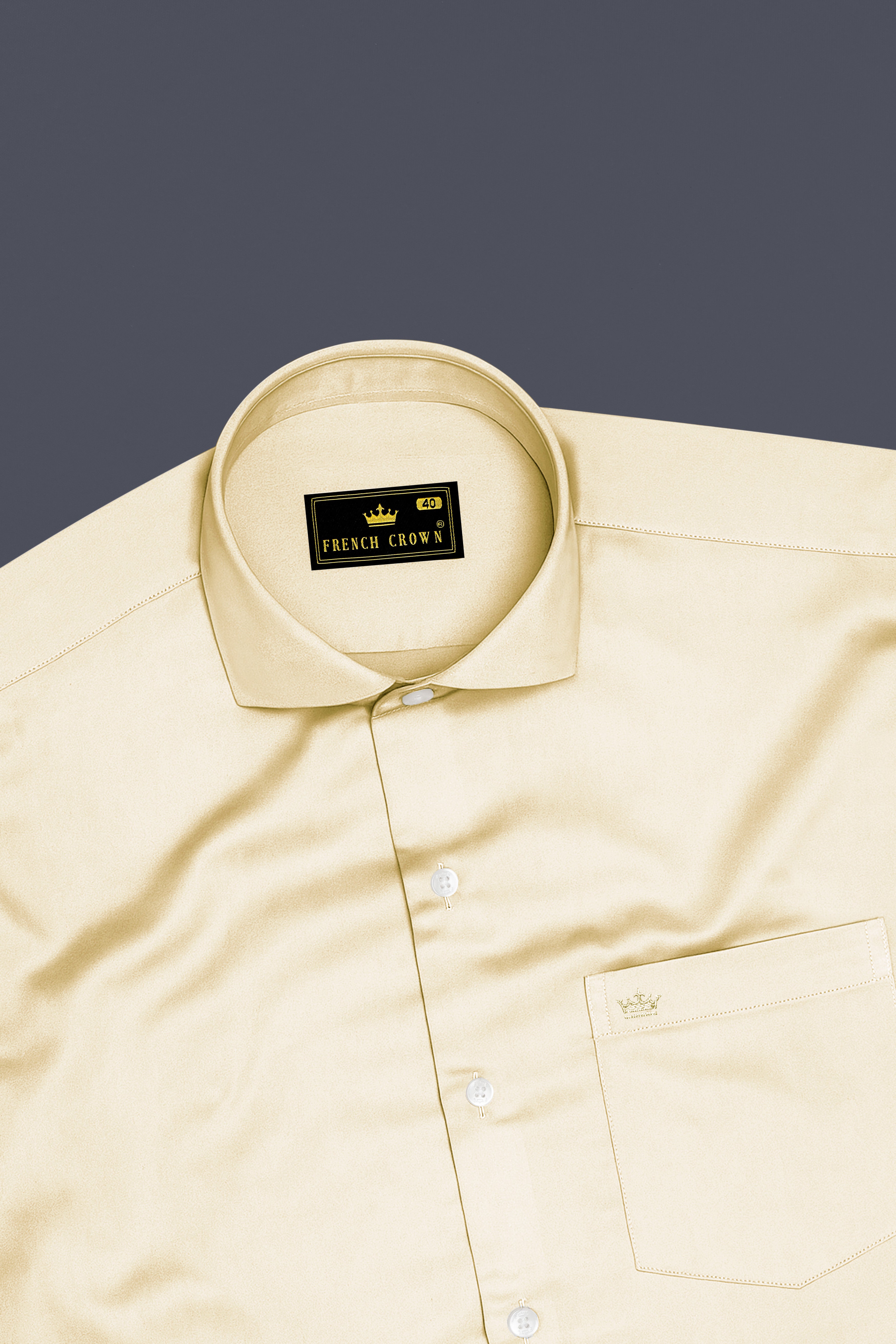 Aurewheat-Wheatfield Cream Subtle Sheen Super Soft Premium Cotton Cut Away Collar Dress Shirt