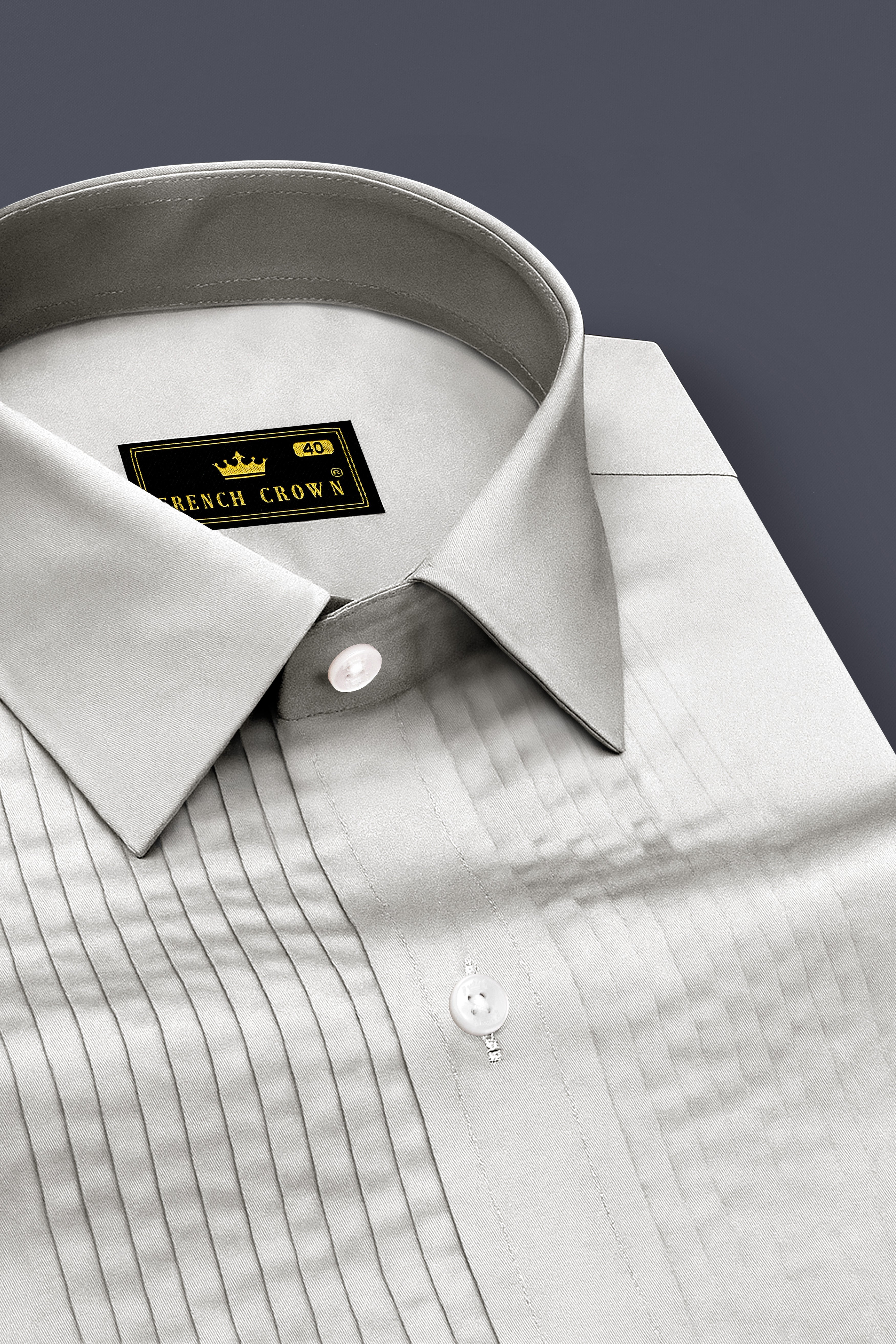 Aurequil-Quil Gray Subtle Sheen Super Soft Premium Cotton Tuxedo Shirt