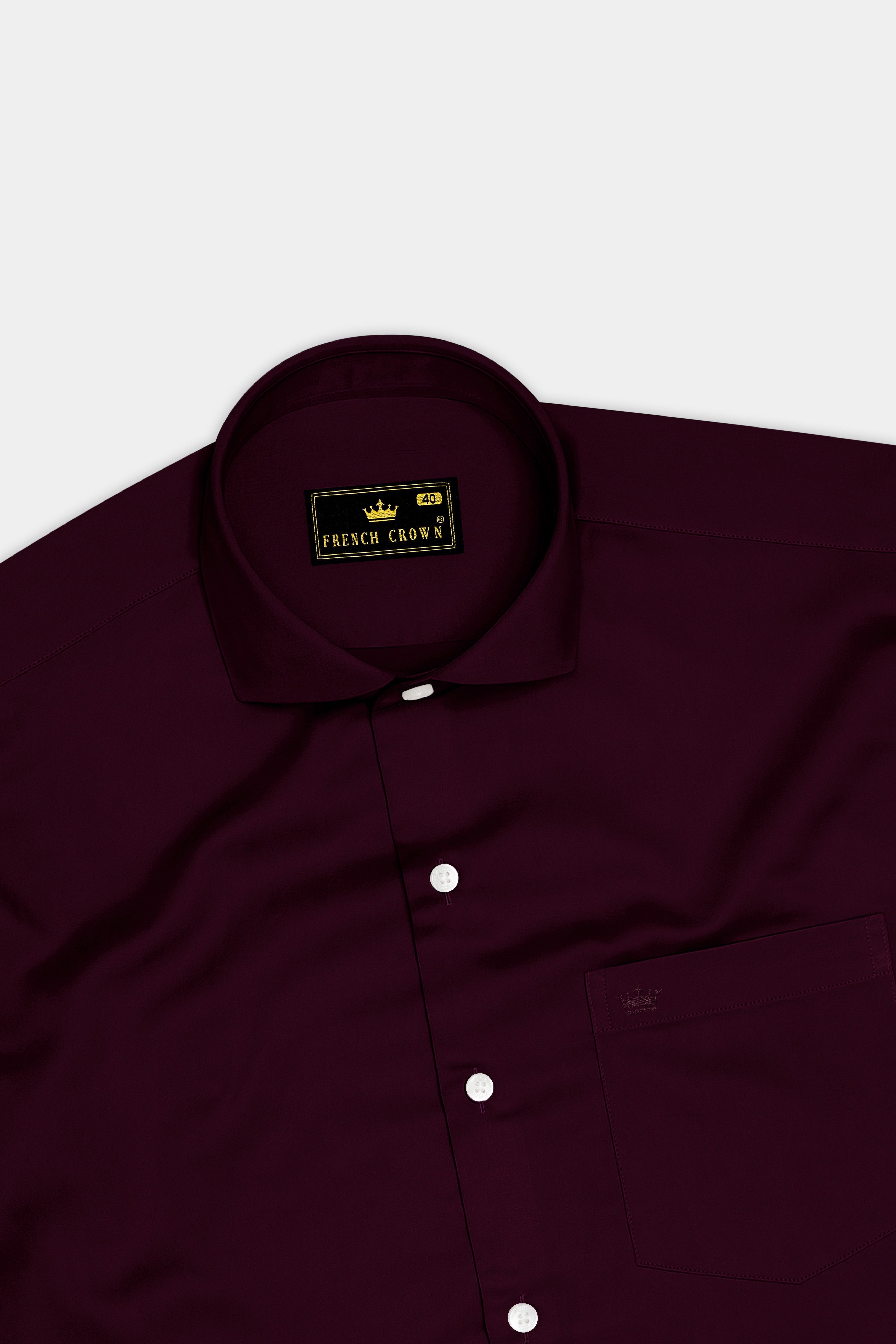 Lustravo-Tamarind Maroon Subtle Sheen Super Soft Premium Cotton Cut Away Collar Dress Shirt
