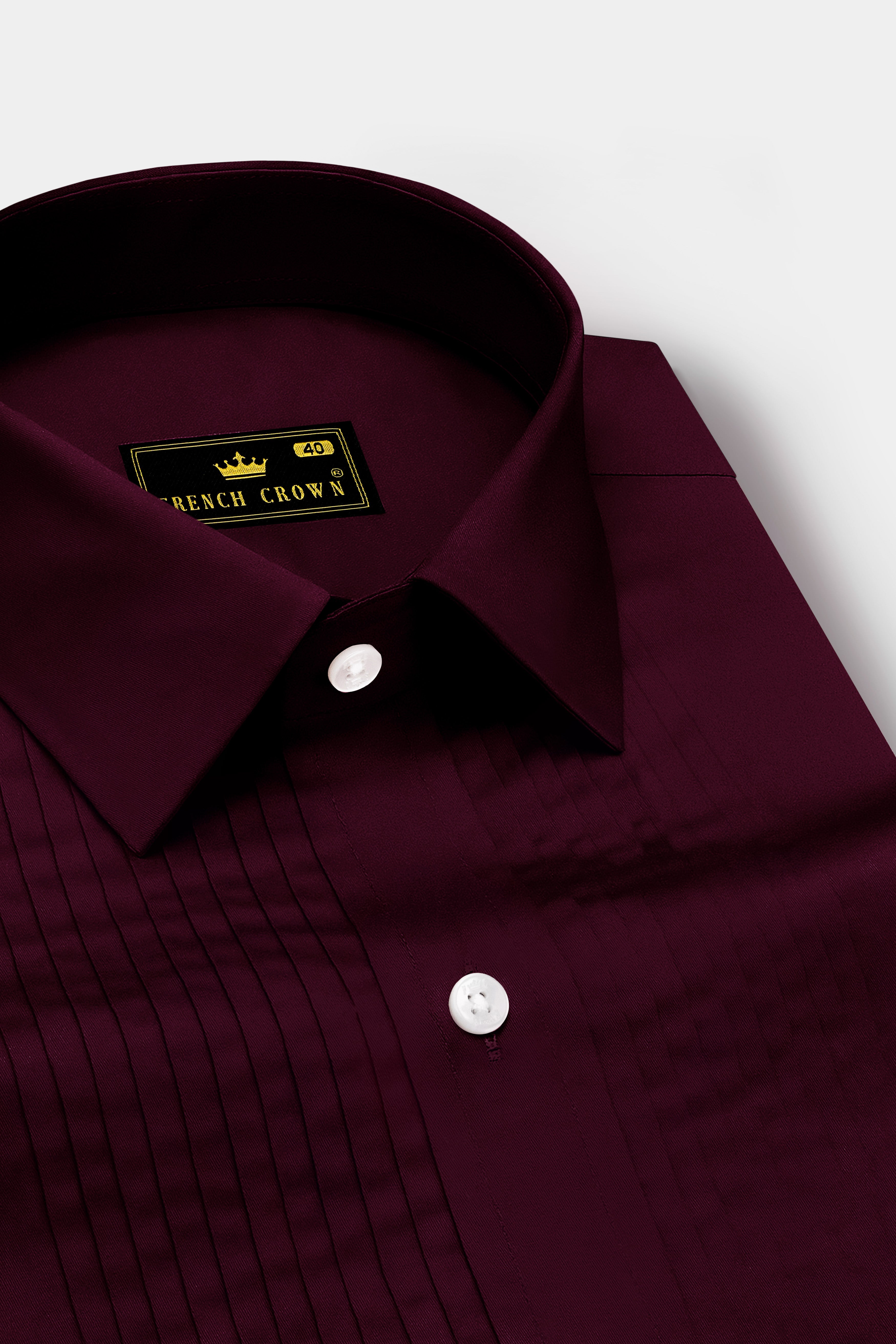 Lustravo-Tamarind Maroon Subtle Sheen Super Soft Premium Cotton Tuxedo Shirt