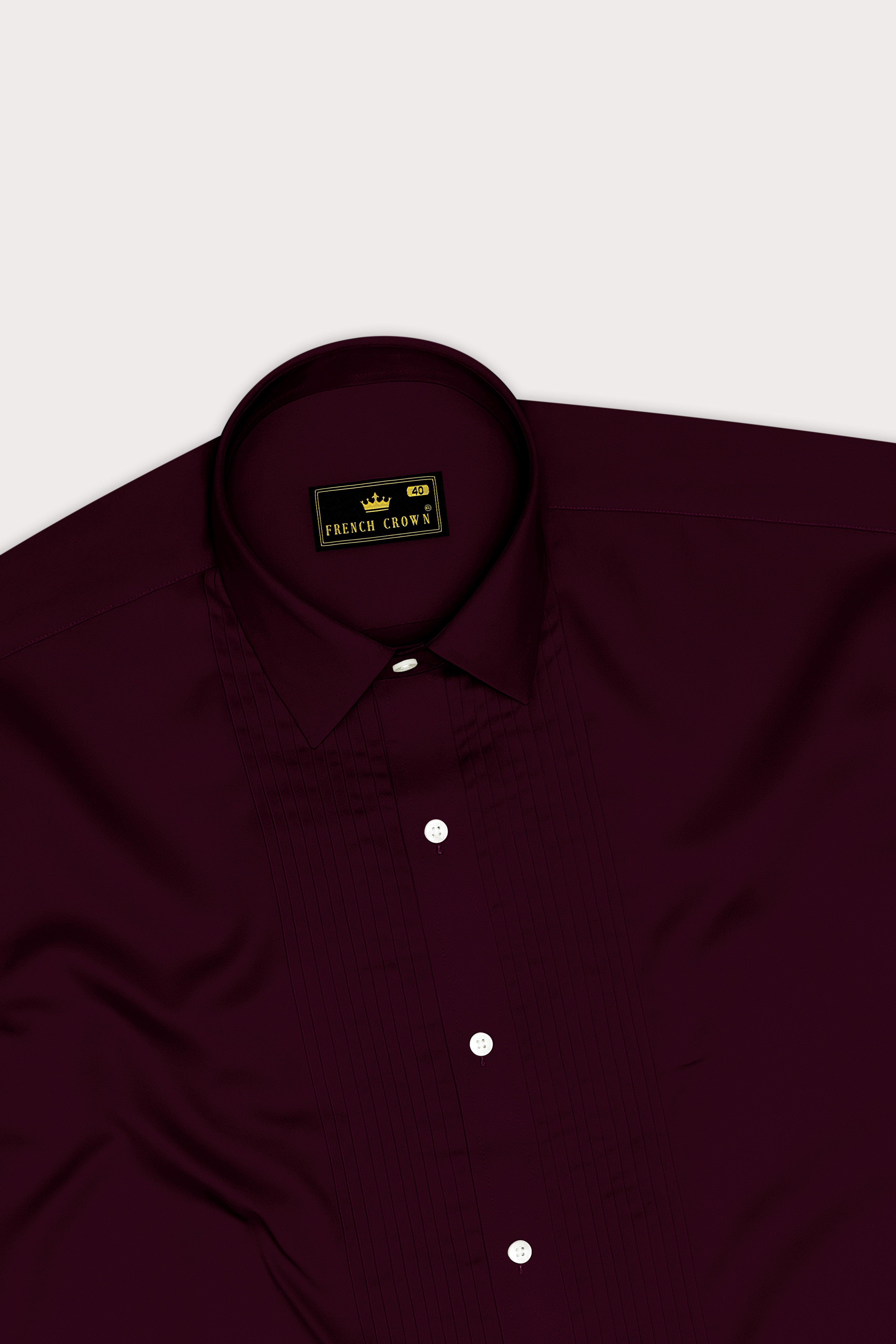 Lustravo-Tamarind Maroon Subtle Sheen Super Soft Premium Cotton Tuxedo Shirt