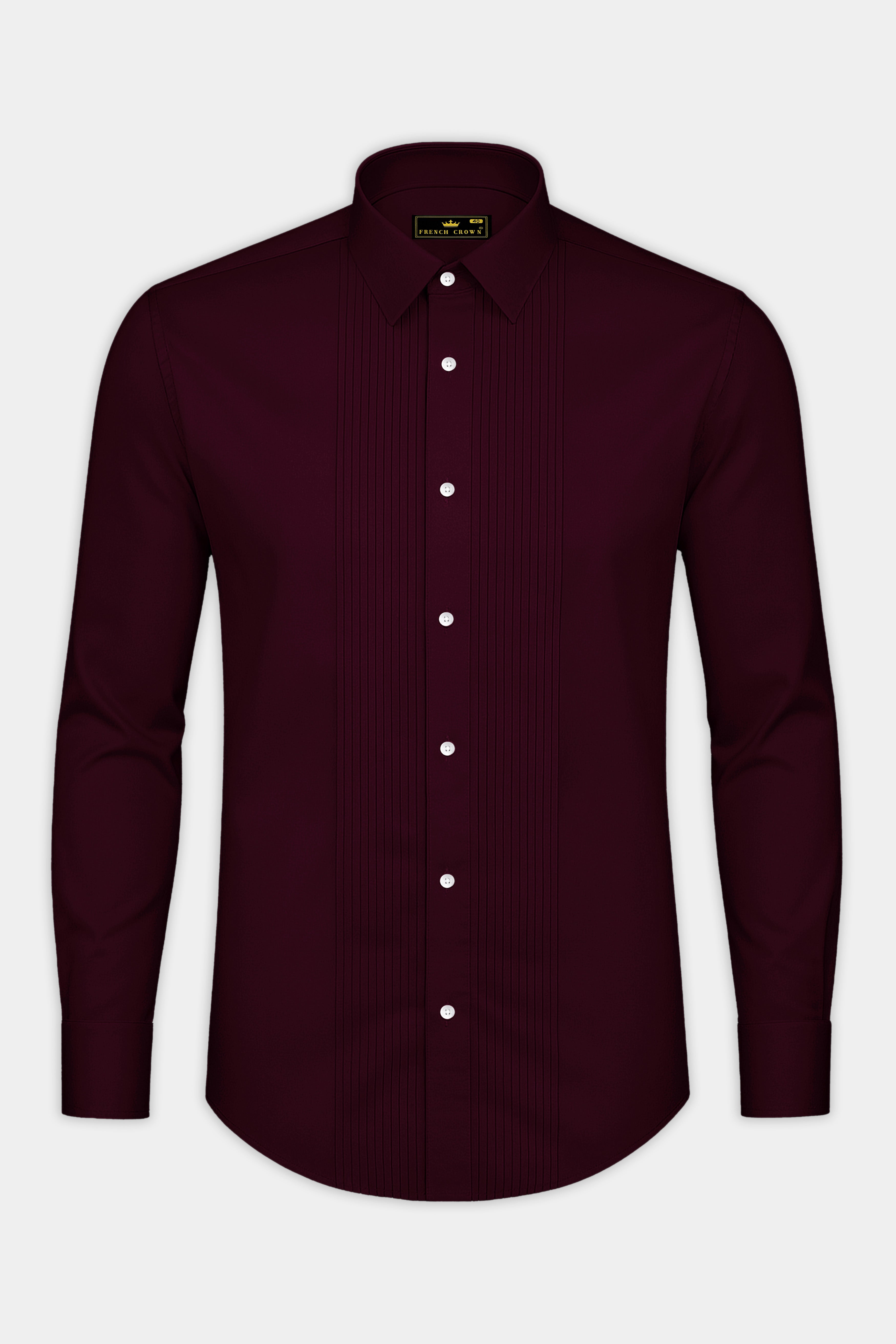 Lustravo-Tamarind Maroon Subtle Sheen Super Soft Premium Cotton Tuxedo Shirt
